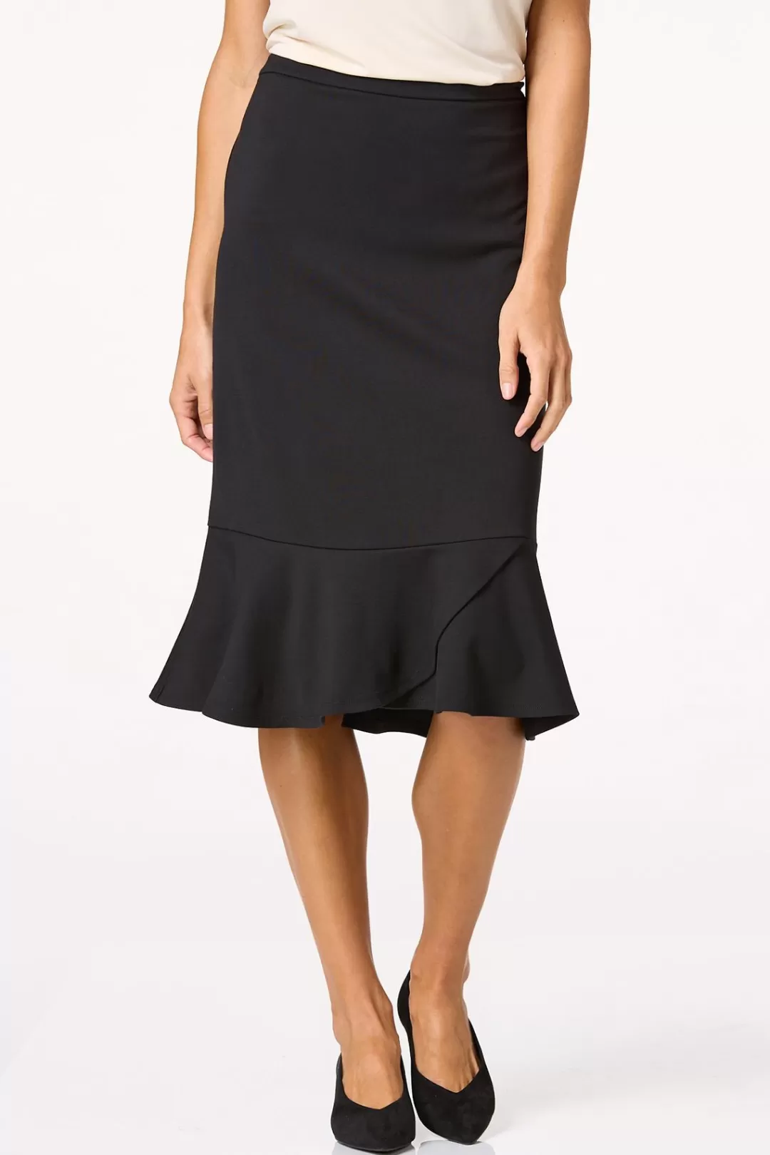 Cato Skirts | Ponte Flounced Hem Skirt