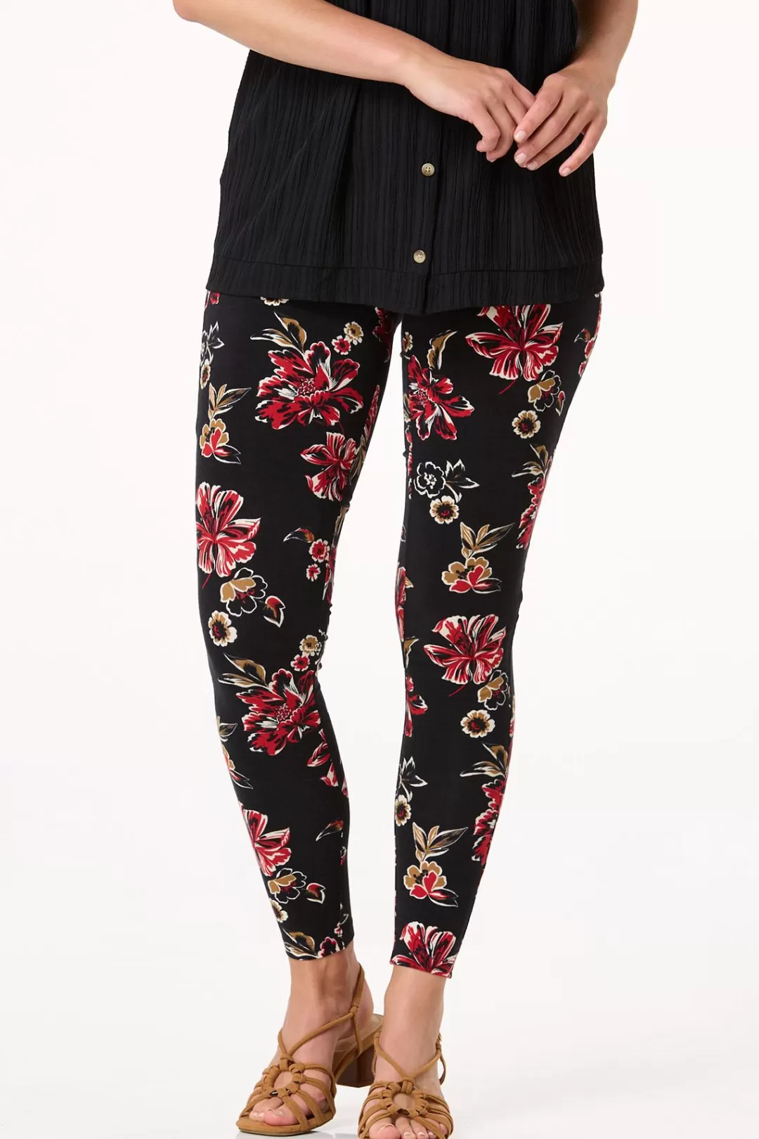 Cato Pants | Red Floral Leggings