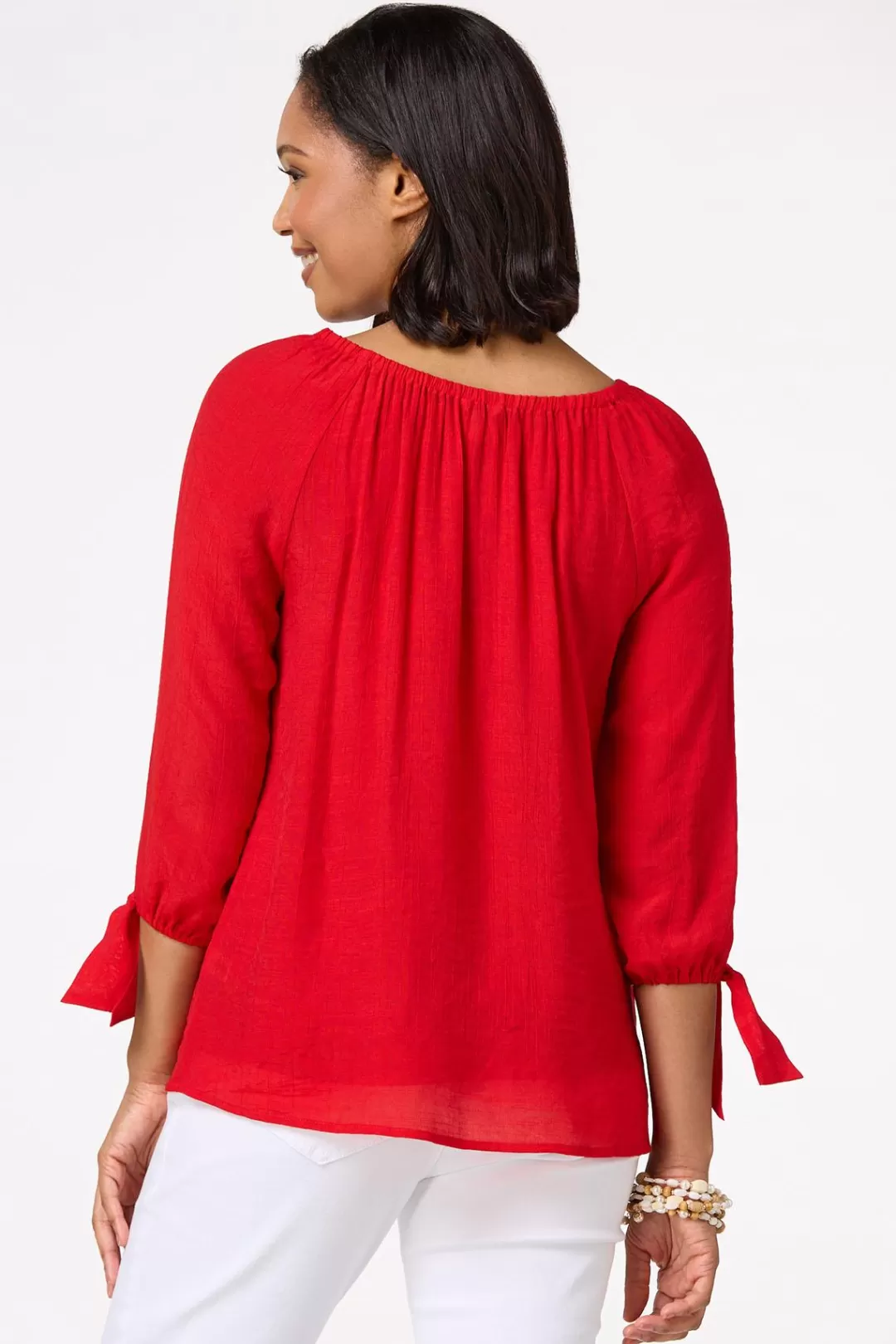 Cato Tops | Red Keyhole Top