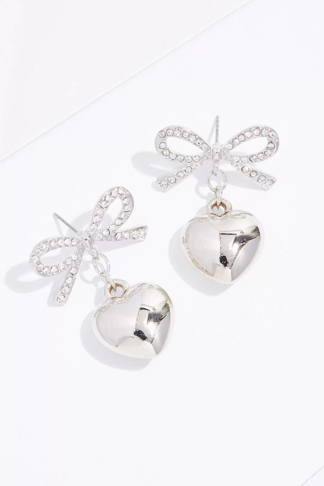 Cato Earrings | Rhinestone Bow Heart Earrings