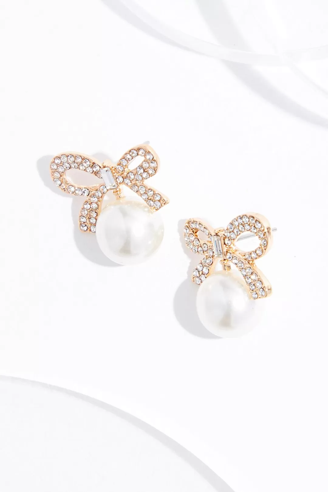 Cato Social Occasion | Earrings | Rhinestone Bow Pearl Button Earrings