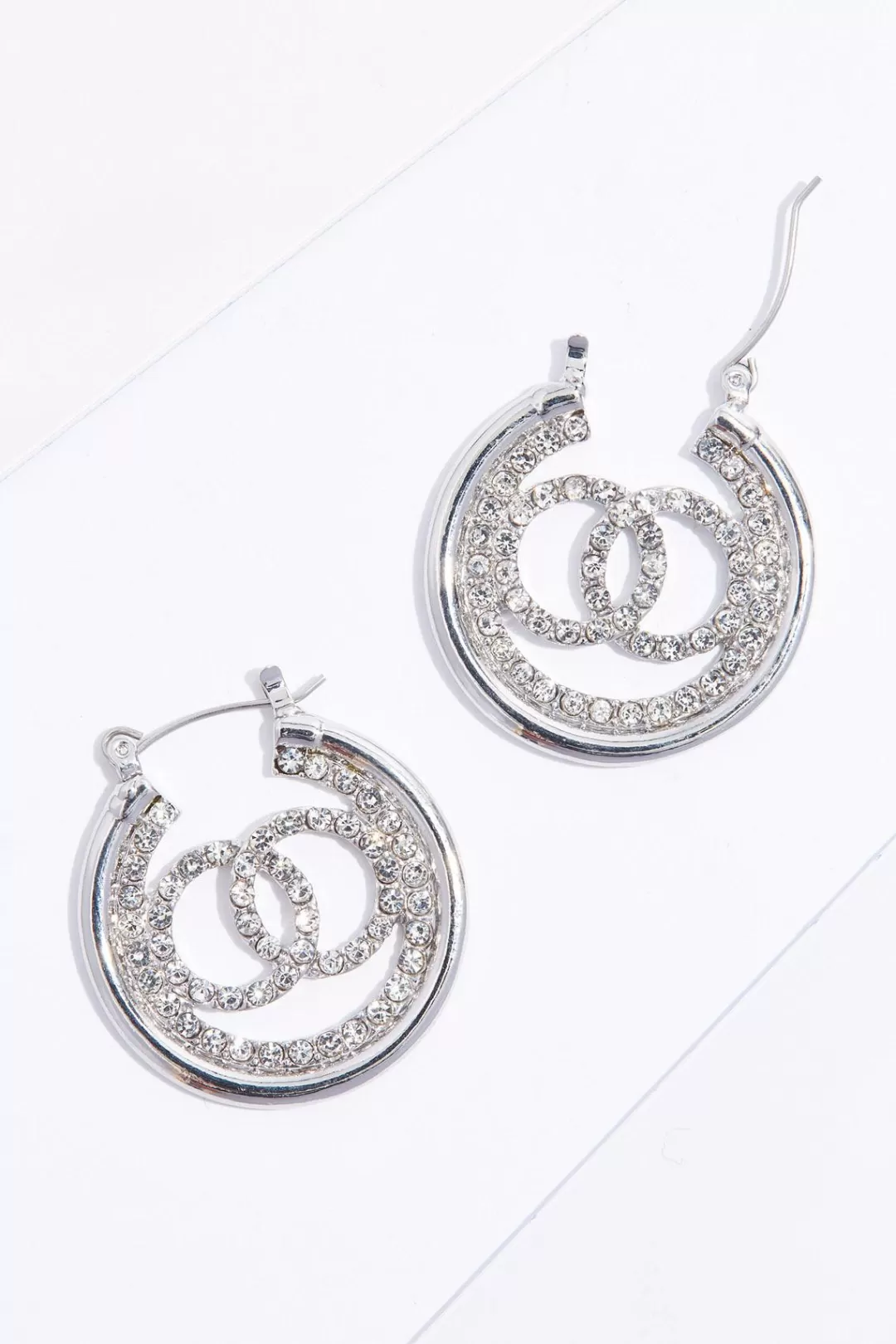 Cato Earrings | Rhinestone Circle Link Hoop Earrings