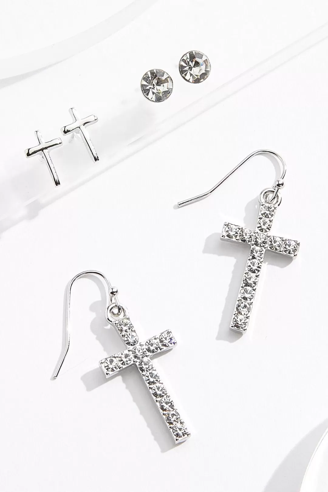 Cato Inspirational | Earrings | Rhinestone Cross Earring Set