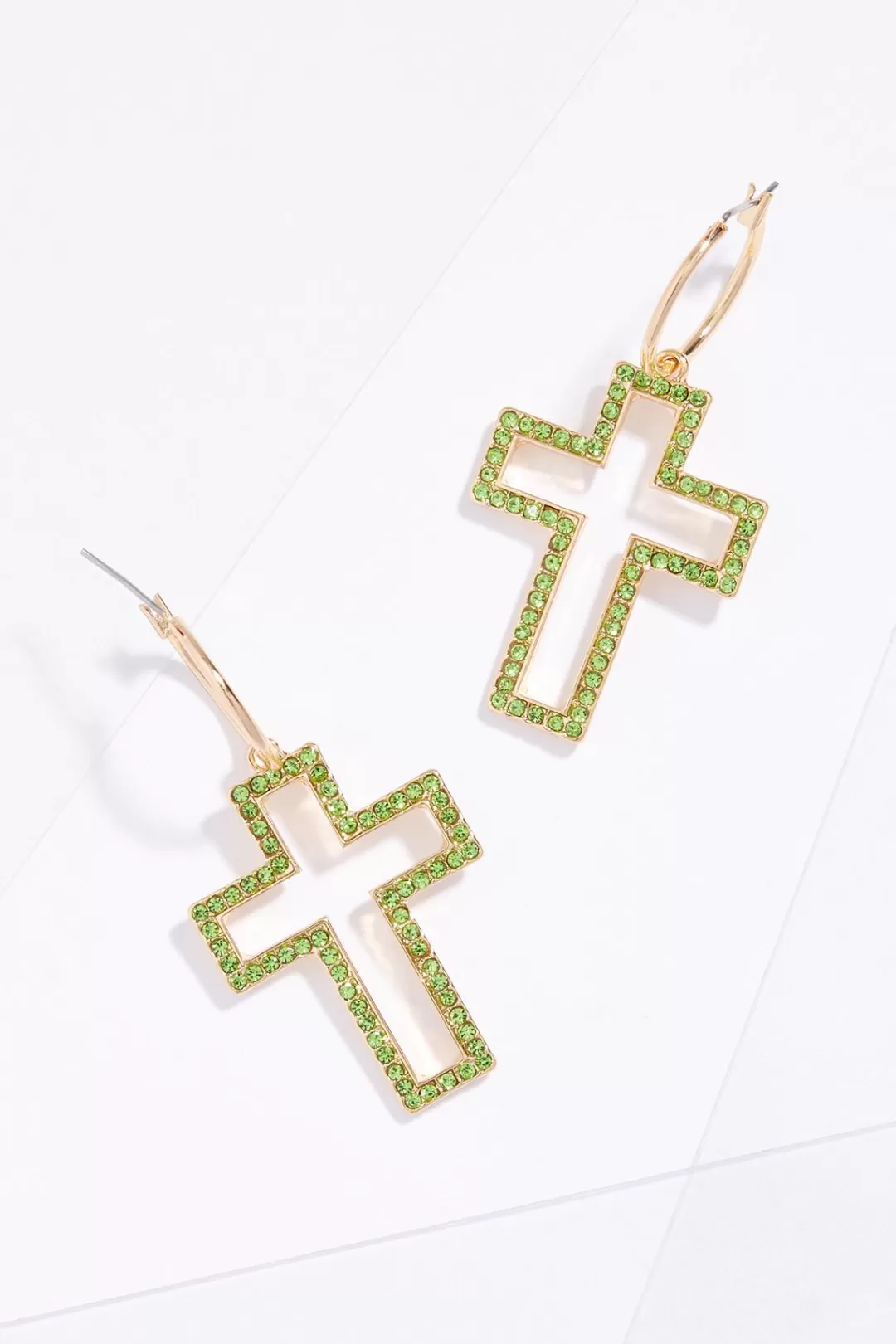 Cato Inspirational | Earrings | Rhinestone Cutout Cross Hoop Earrings