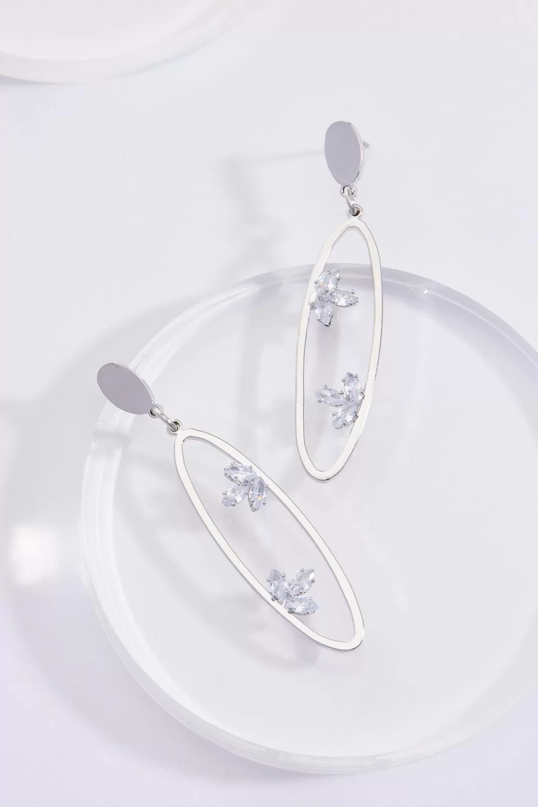 Cato Earrings | Rhinestone Detail Oval Earrings