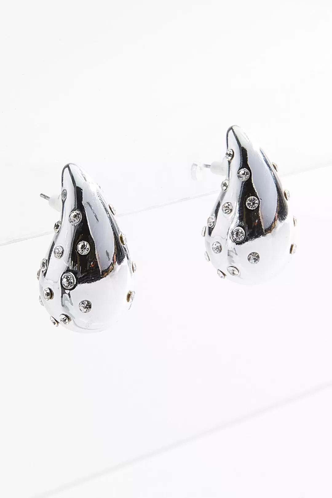 Cato Earrings | Rhinestone Dot Silver Bubble Earrings