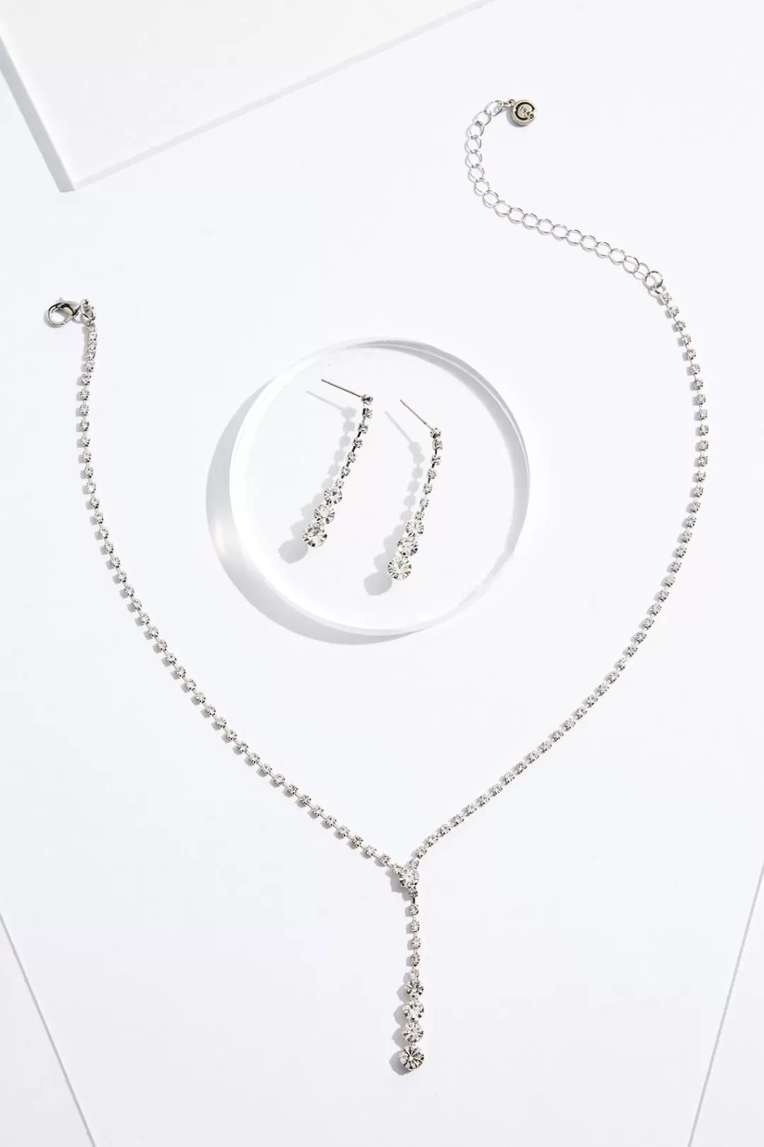 Cato Sets | Earrings | Rhinestone Linear Short Necklace Set