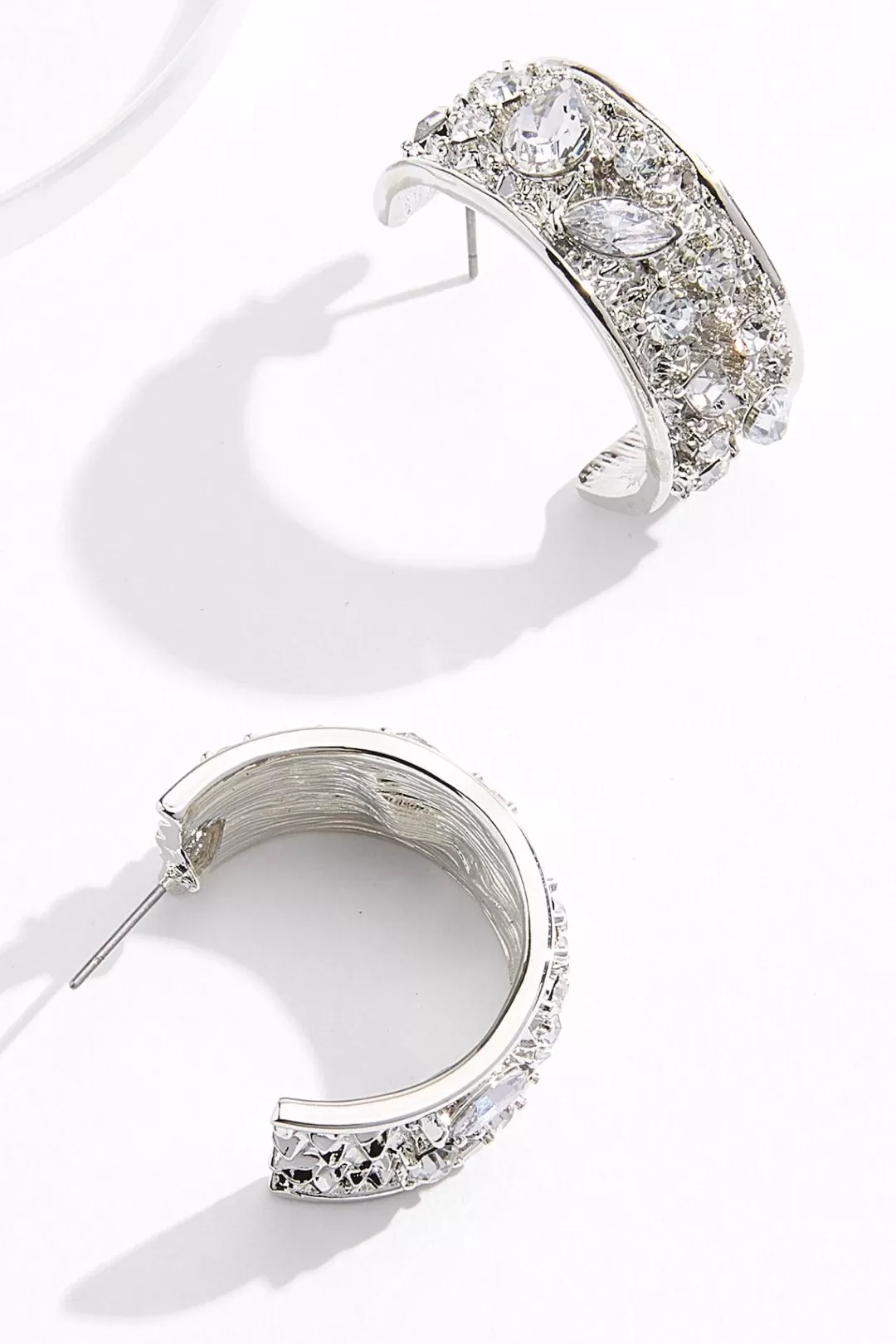 Cato Social Occasion | Earrings | Rhinestone Textured Hoop Earrings