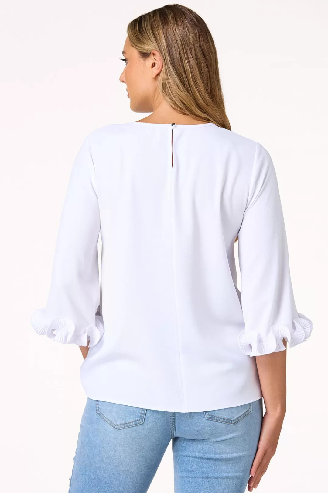 Cato Tops | Ribbed Ruffled Sleeve Top