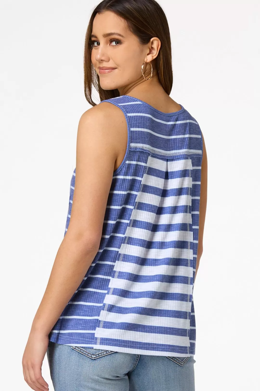 Cato Tops | Ribbed Stripe Tank