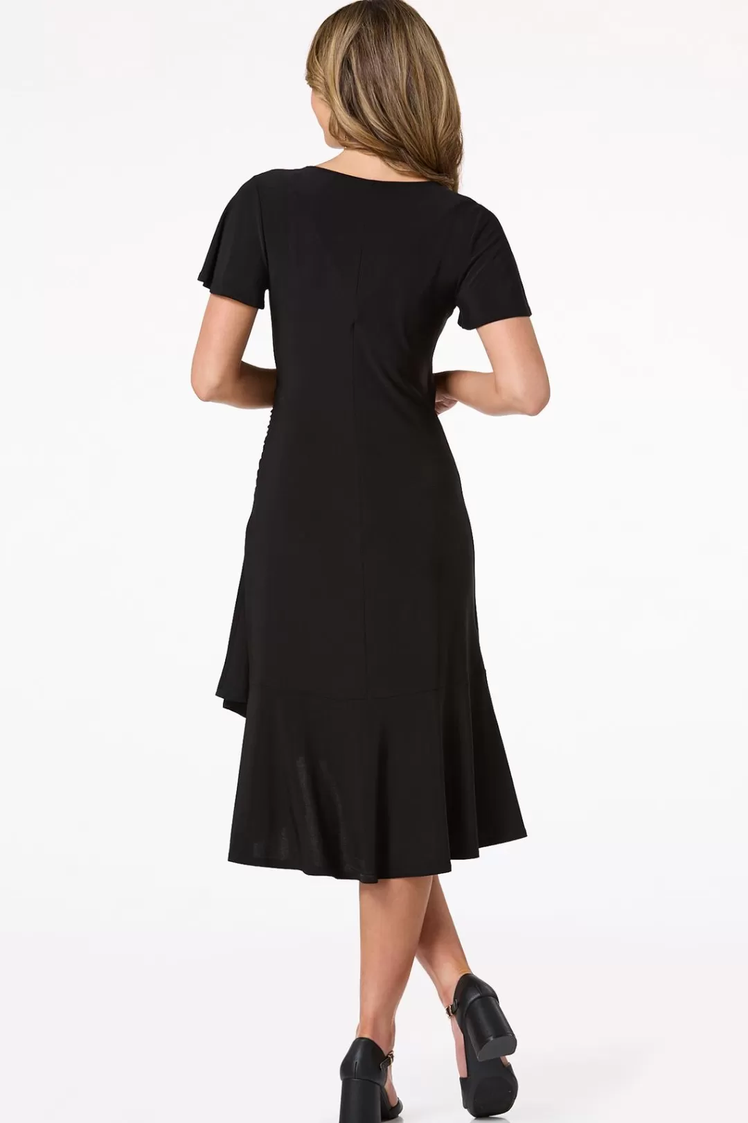 Cato Dresses | Ruched Side Drape Midi Dress