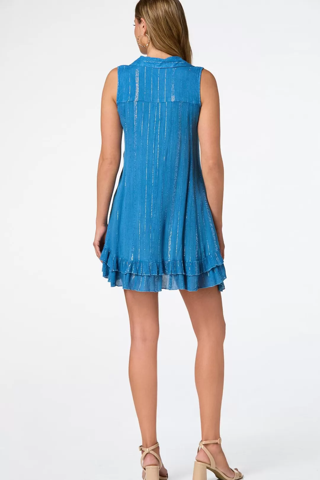 Cato Dresses | Ruffle Hem Washed Denim Dress