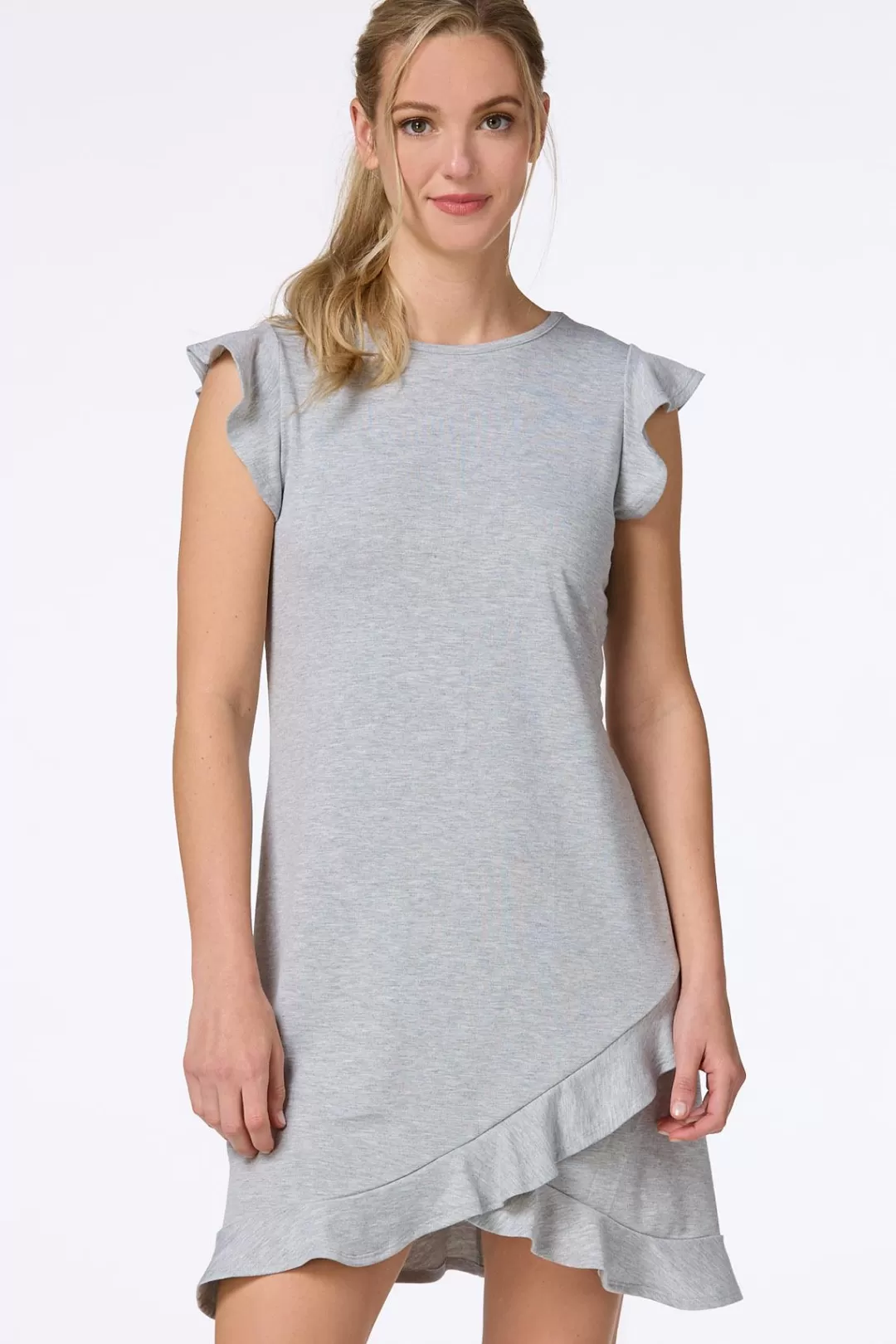 Cato Athleisure | Dresses | Ruffled Hem Heather Grey Dress