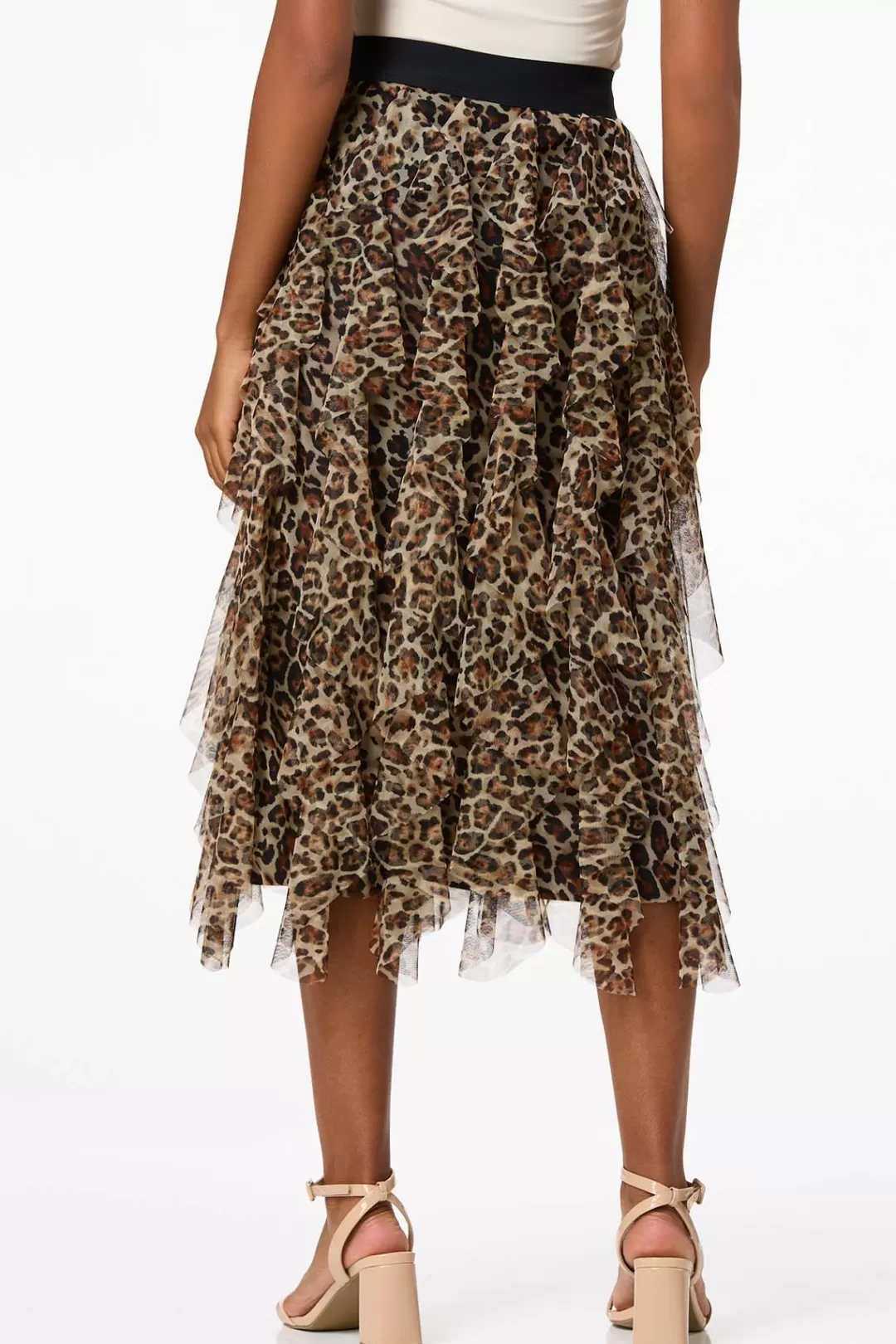 Cato Skirts | Ruffled Leopard Midi Skirt