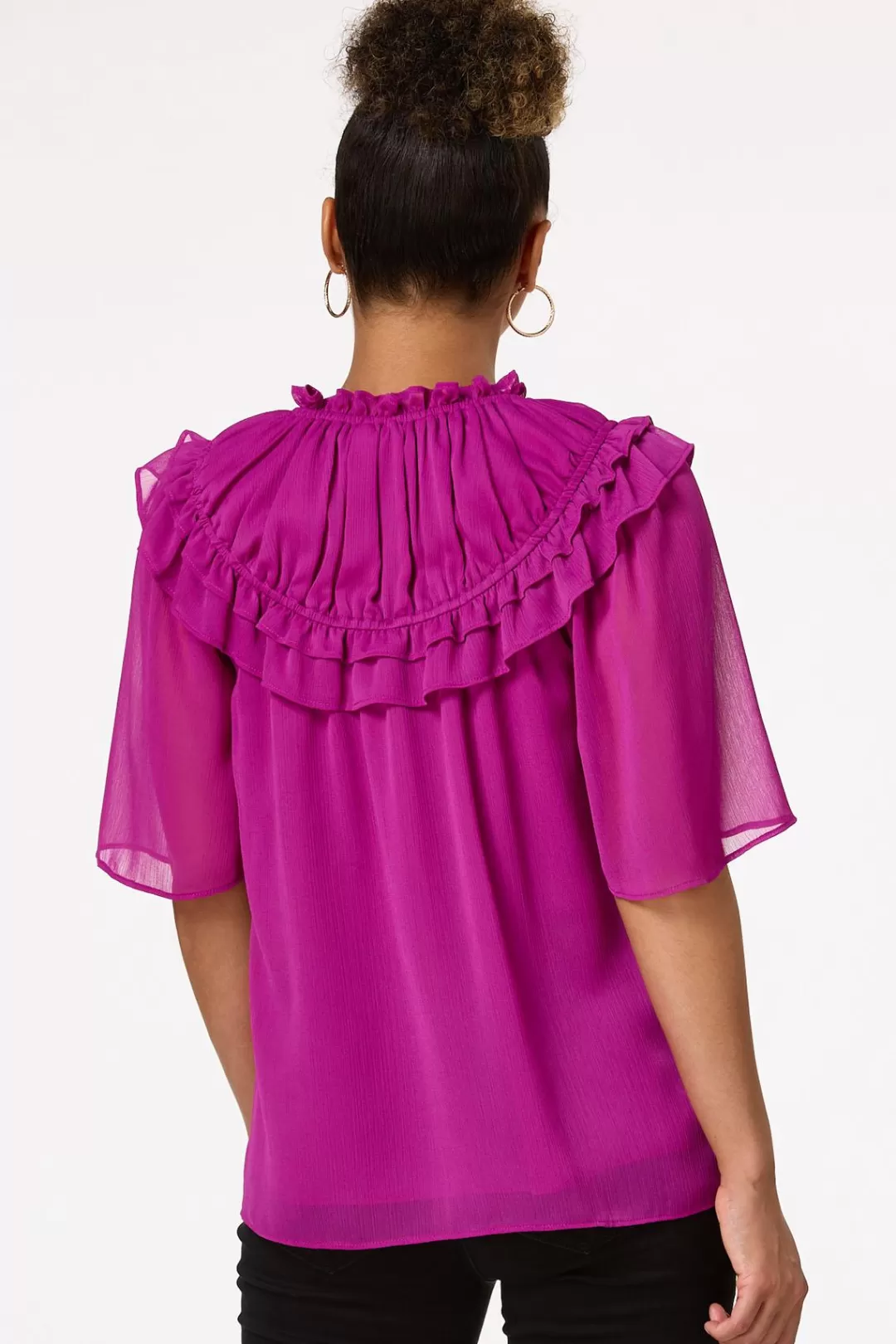 Cato Tops | Ruffled Neck Top