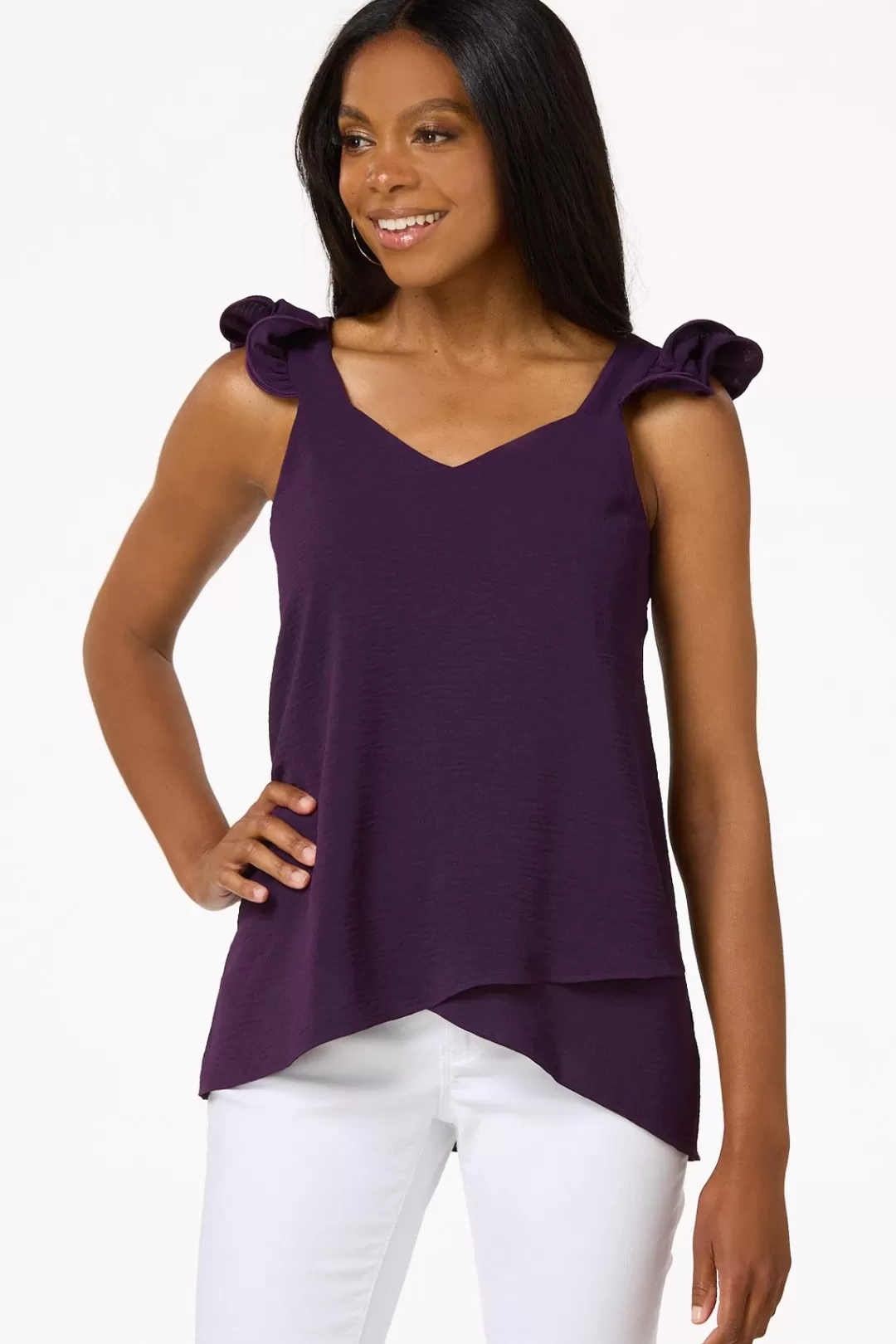 Cato Tops | Ruffled Sleeve Tank