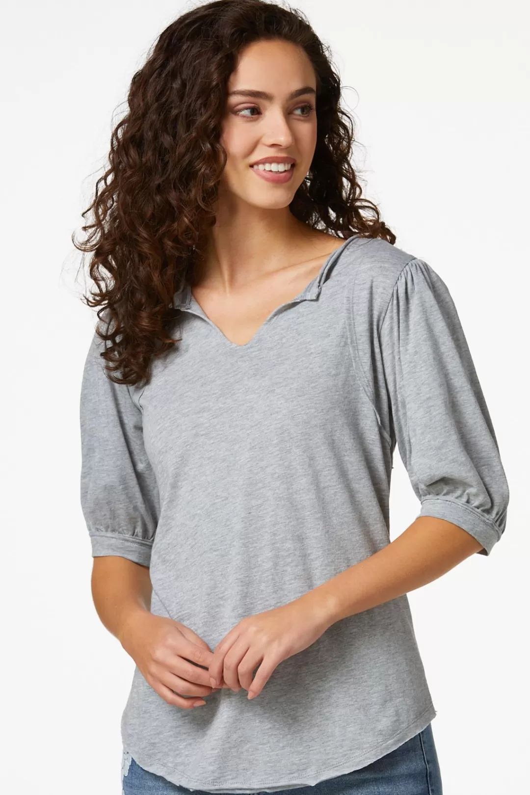 Cato Tops | Seamed Puff Sleeve Top