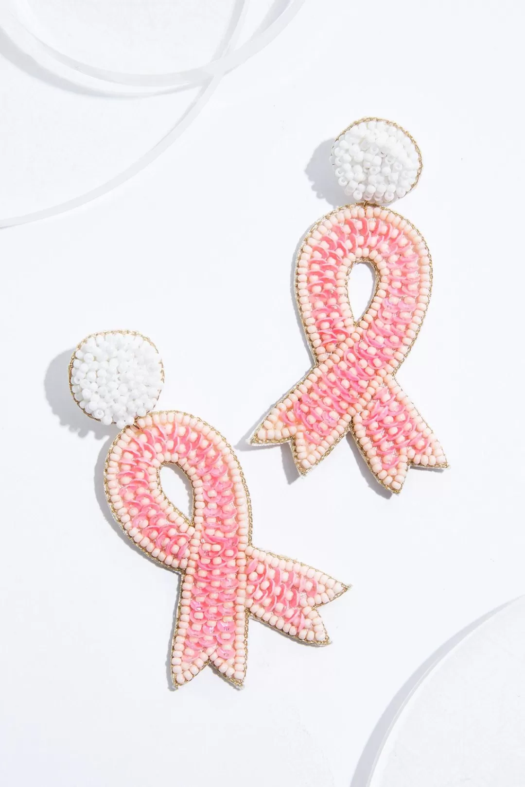 Cato Earrings | Seed Bead Awareness Ribbon Earrings