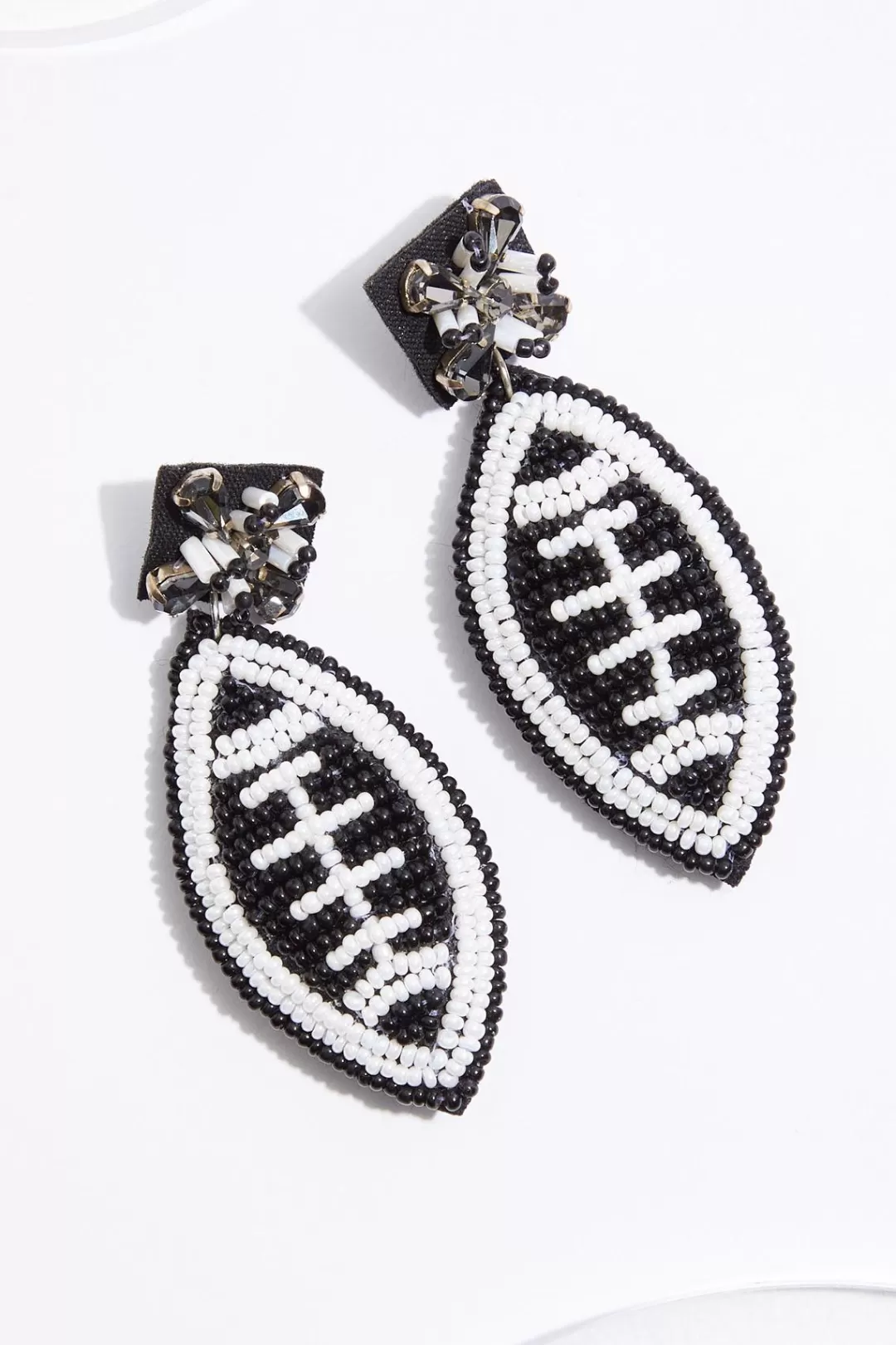 Cato Earrings | Seed Bead Football Earrings