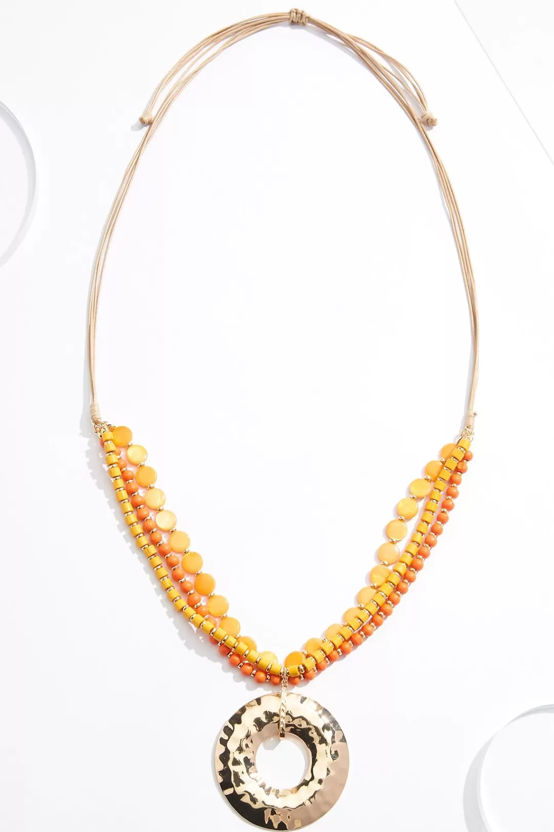 Cato Necklaces | Shell Bead Ring Pendant Long Necklace