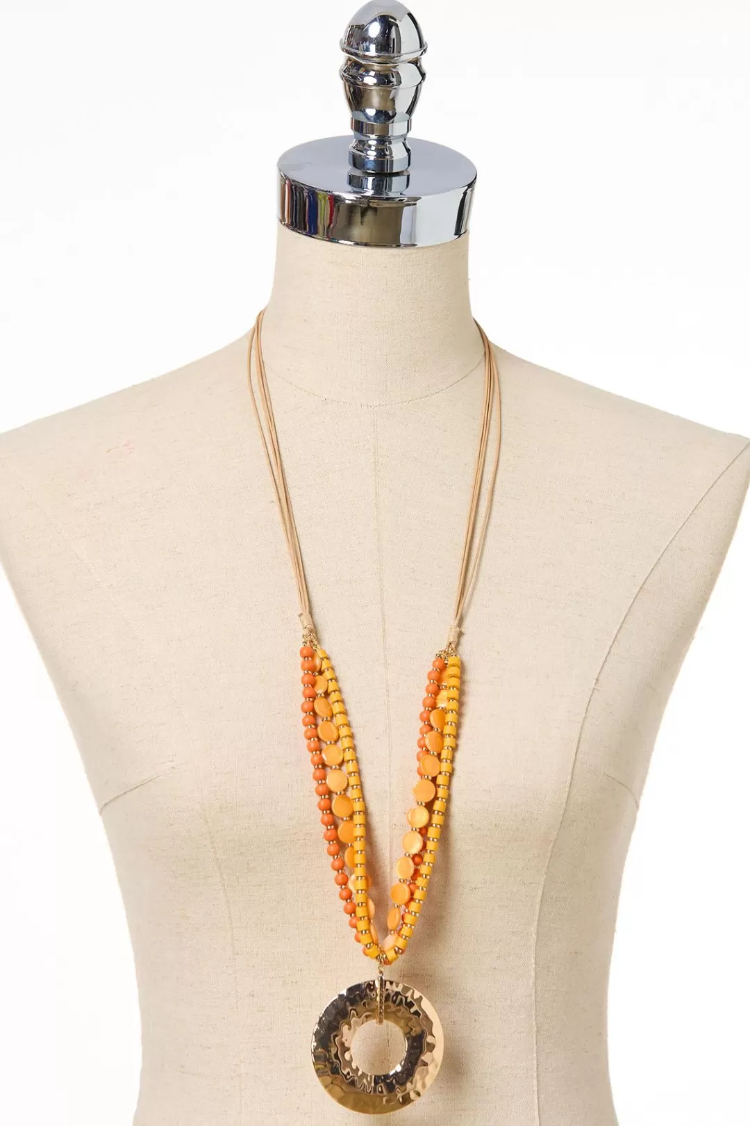 Cato Necklaces | Shell Bead Ring Pendant Long Necklace