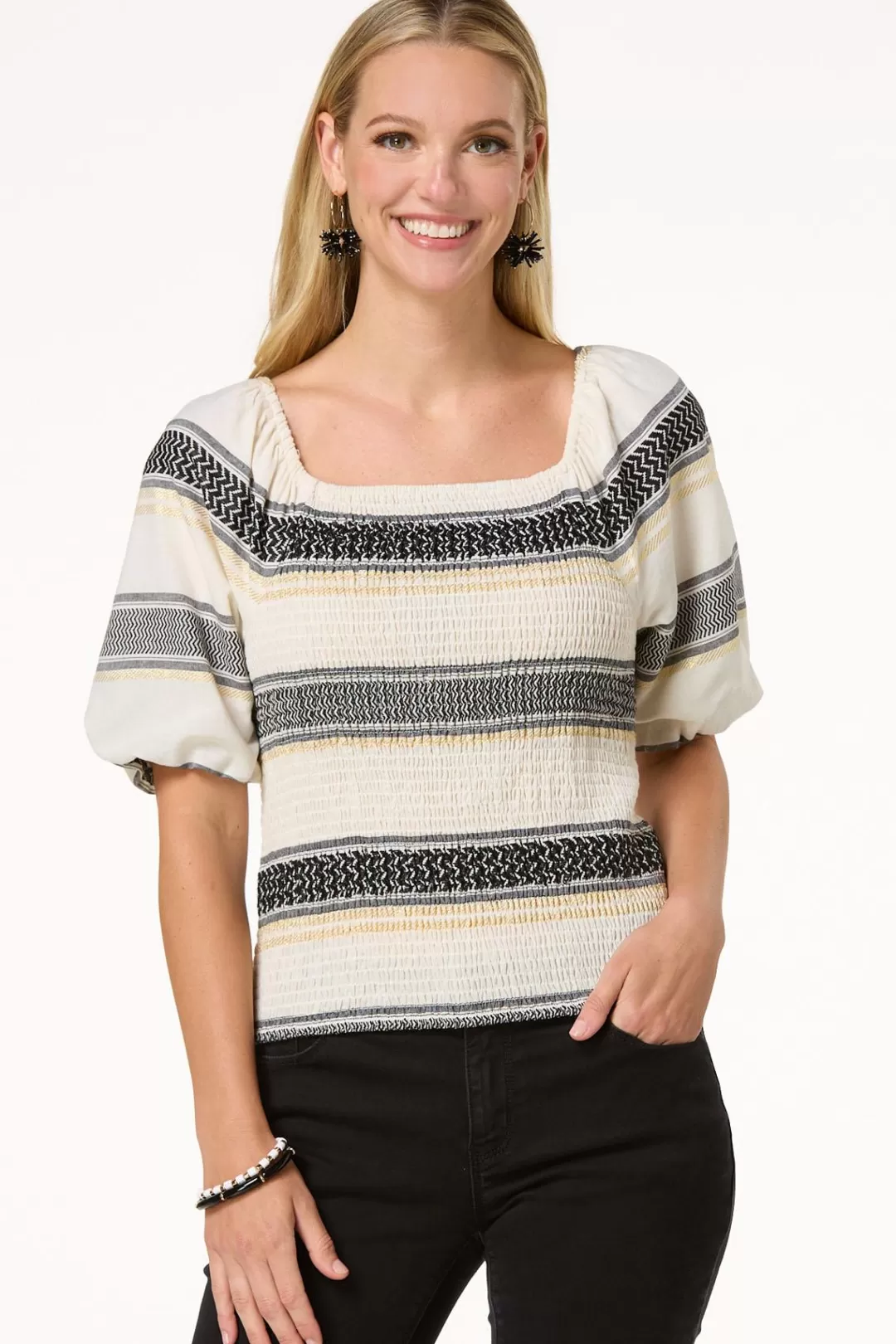 Cato Tops | Shimmer Stripe Top