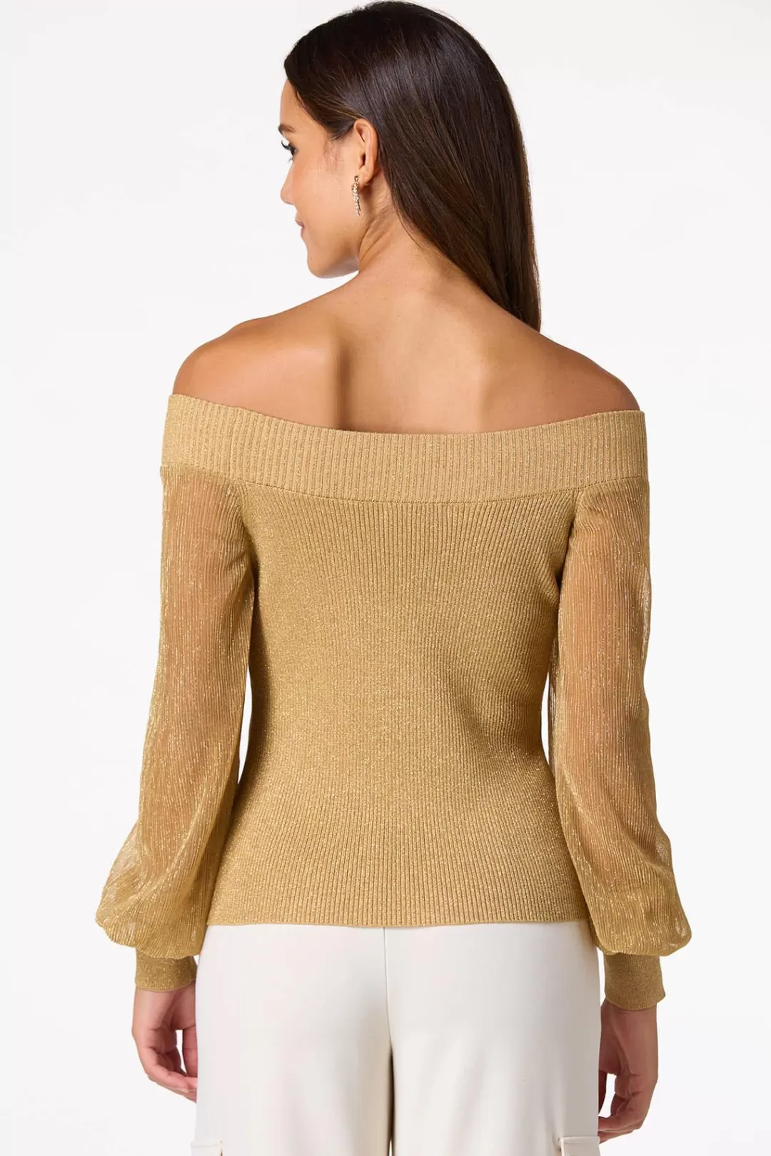 Cato Sweaters | Shimmery Gold Metallic Sweater