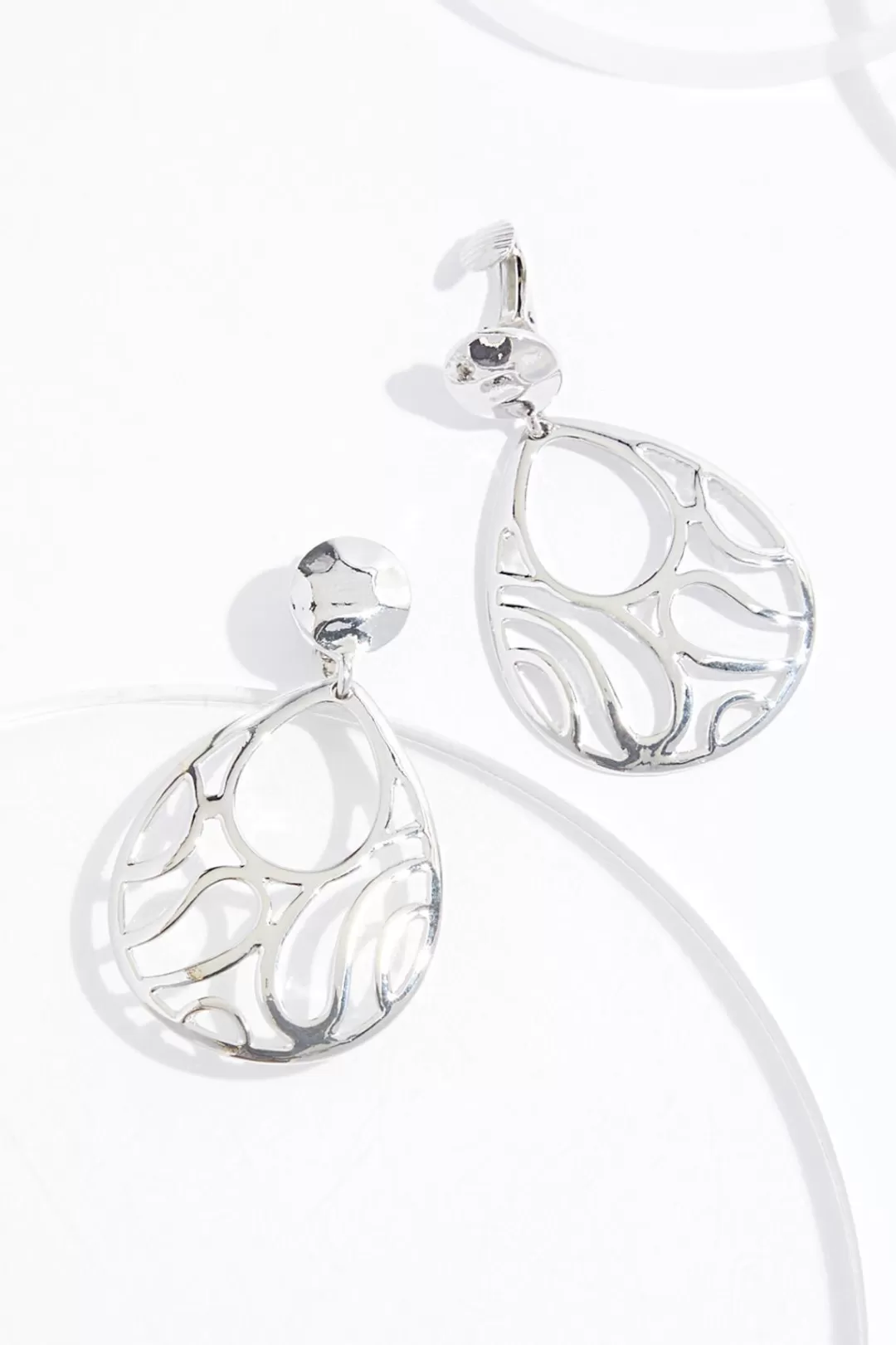 Cato Earrings | Silver Cutout Clip- On Earrings