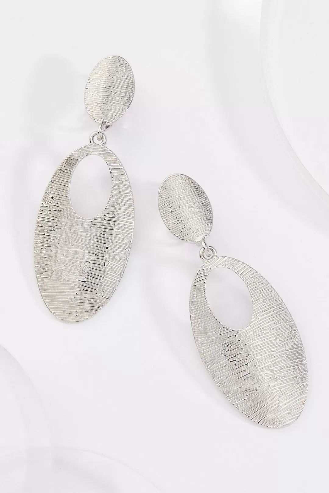 Cato Earrings | Silver Oval Clip- On Earrings