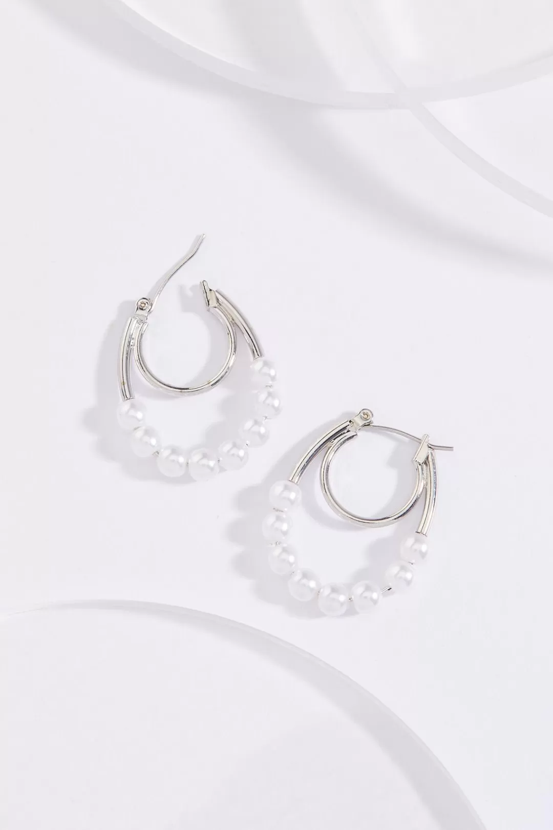 Cato Social Occasion | Earrings | Small Pearl Double Hoop Earrings