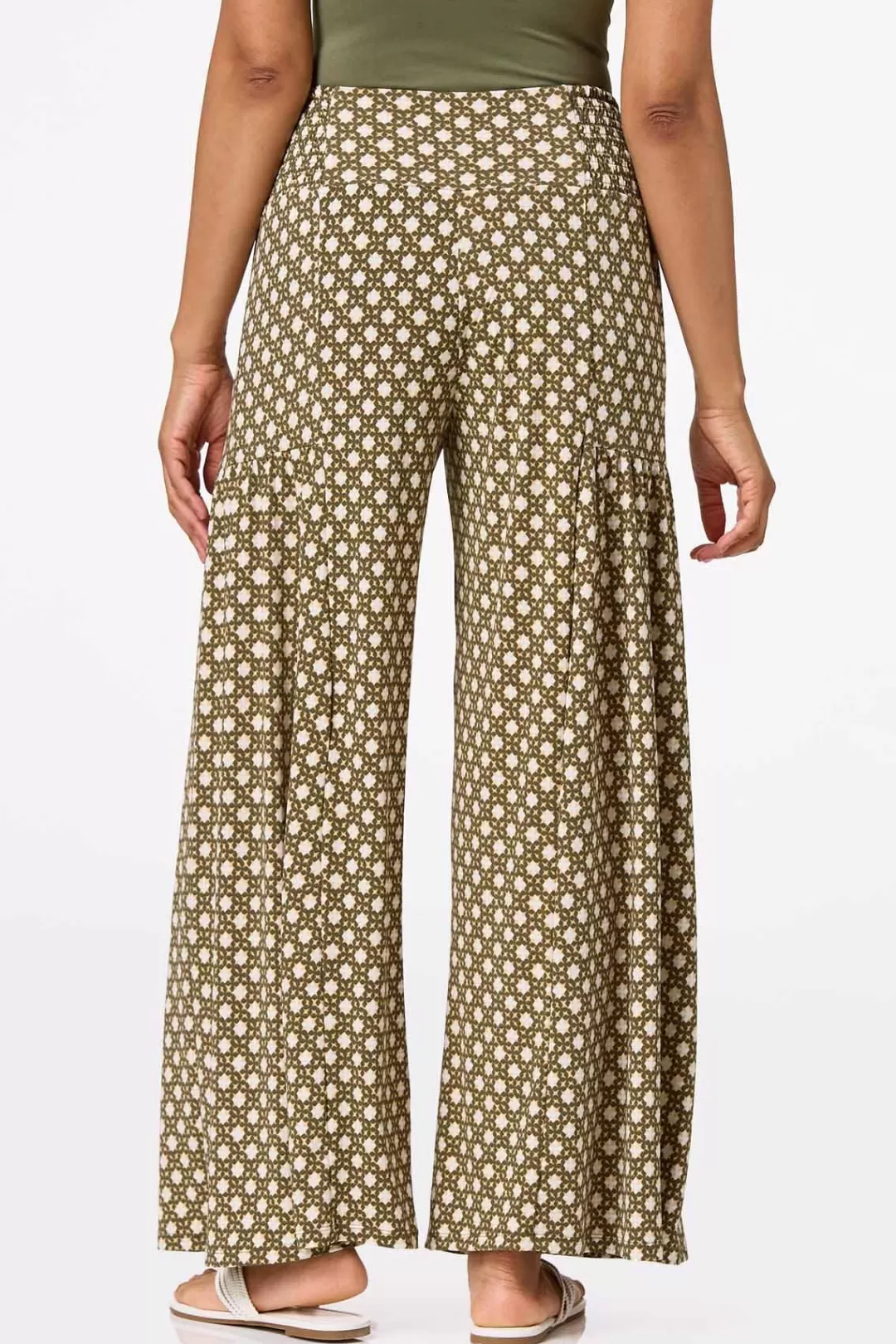 Cato Pants | Smocked Geo Wide Leg Pants