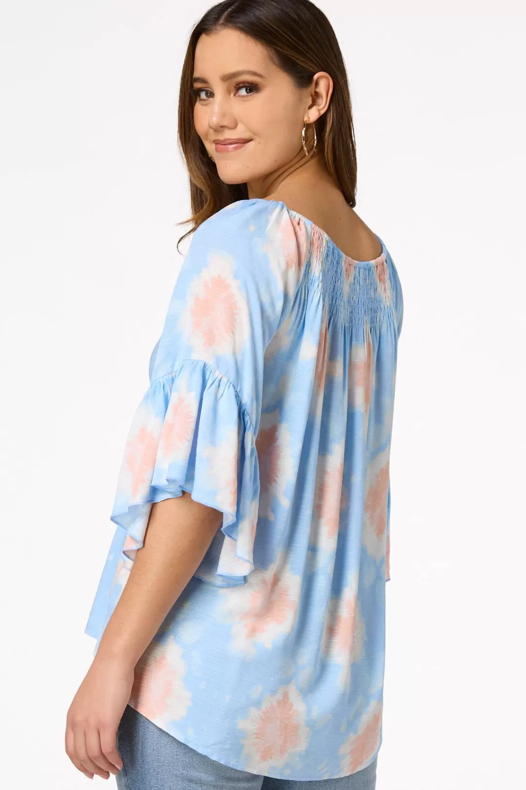 Cato Tops | Smocked Tie Dye Top