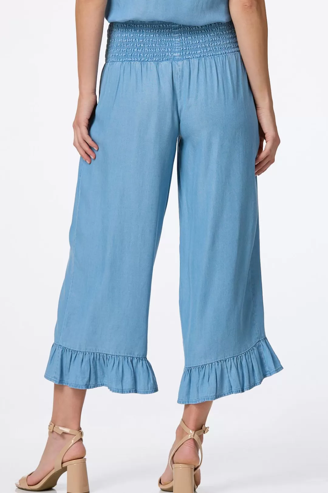 Cato Pants | Smocked Waist Chambray Pants