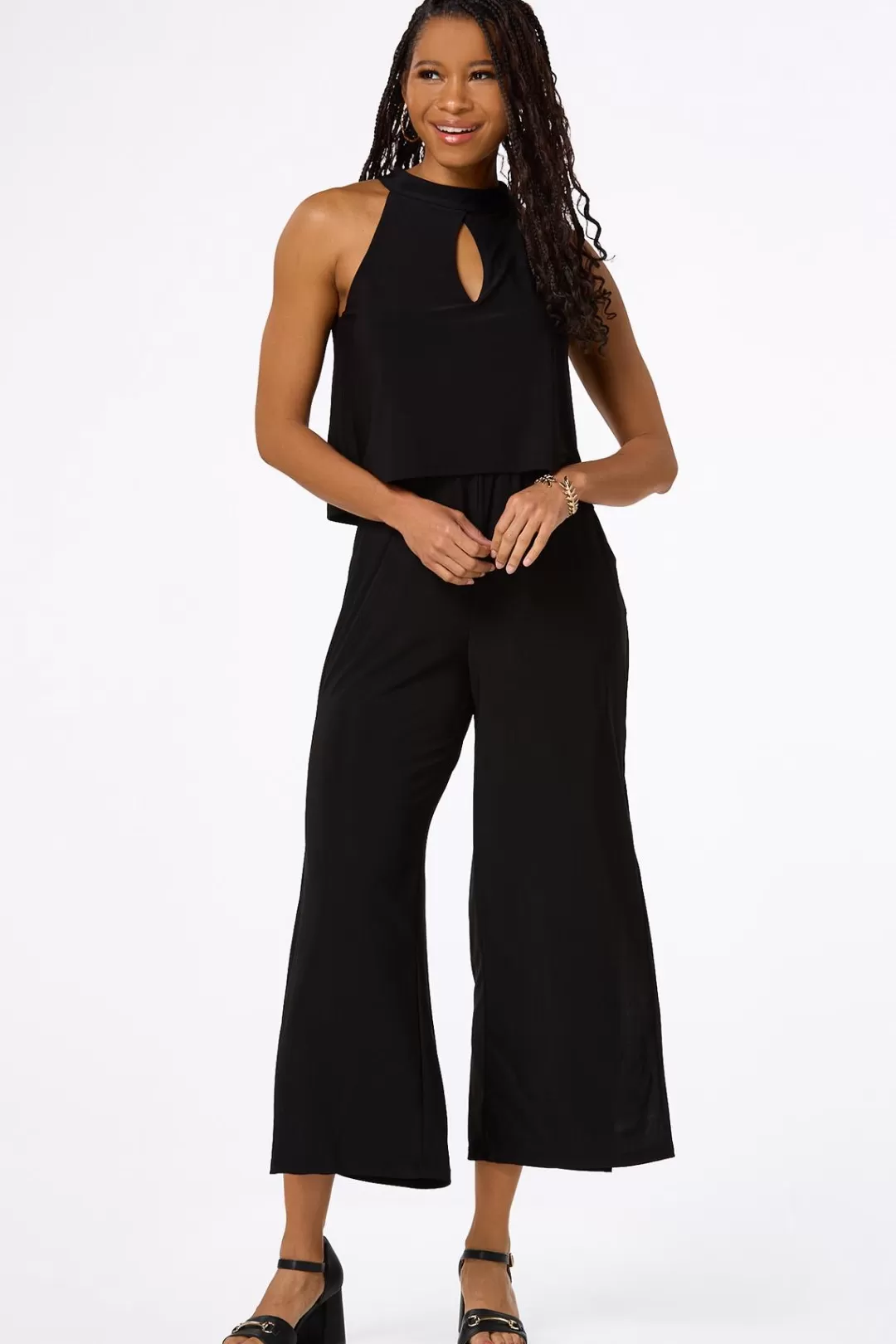 Cato Dresses | Solid Layered Panel Jumpsuit