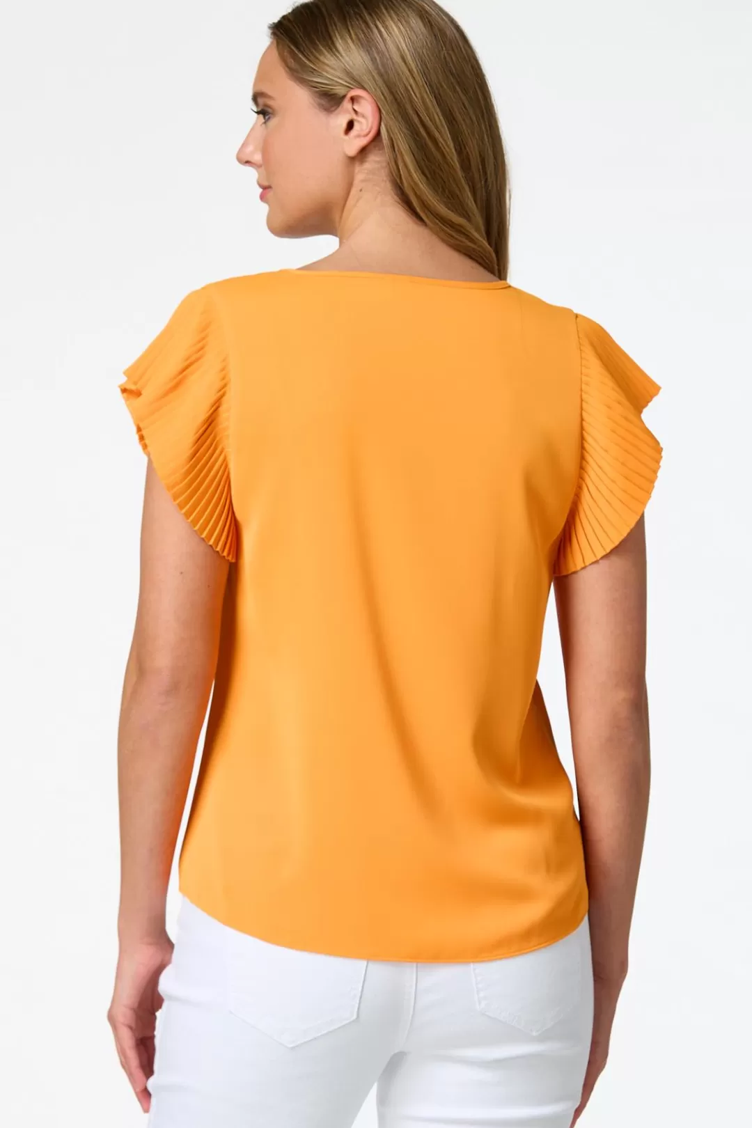 Cato Tops | Solid Pleated Sleeve Top