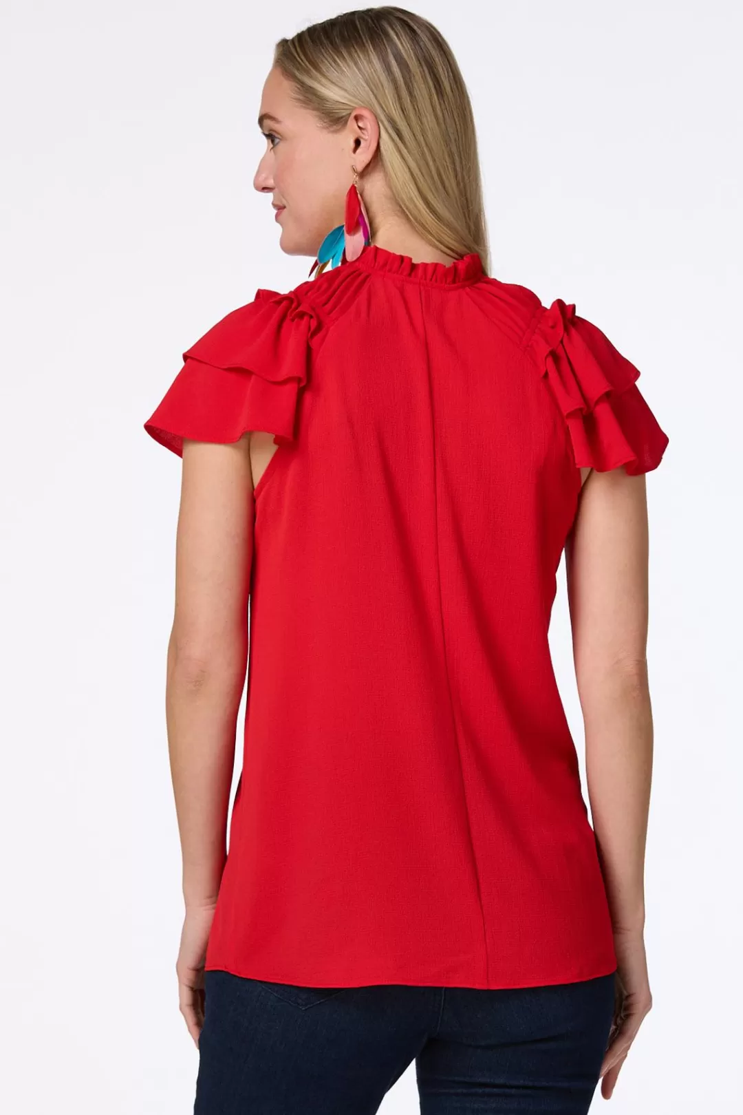 Cato Tops | Solid Ruffled Crepe Top