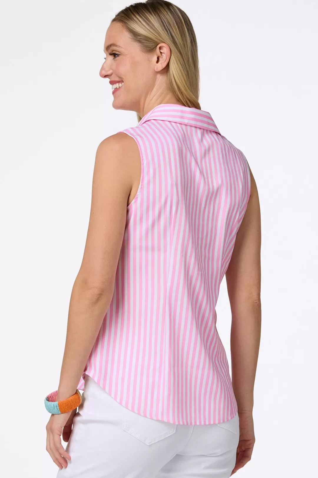 Cato Tops | Stripe Button Down Tank