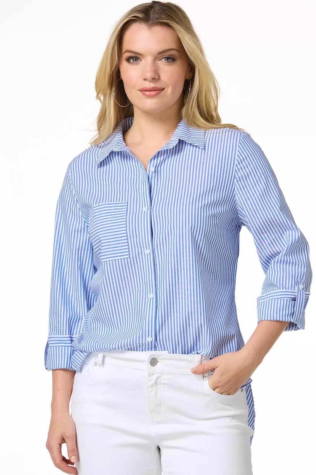 Cato Tops | Stripe Button Front Shirt