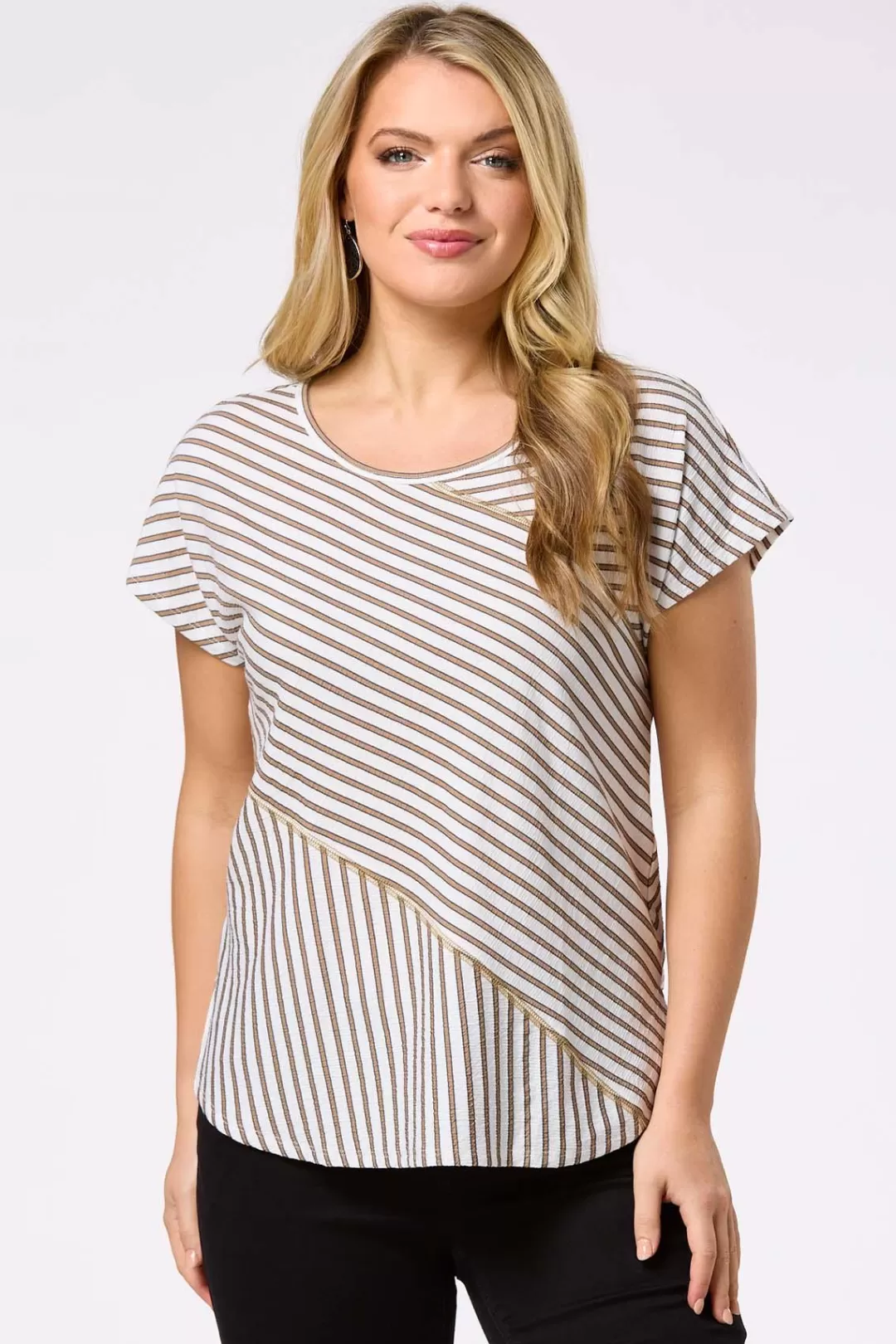 Cato Tops | Stripe Gauze Top