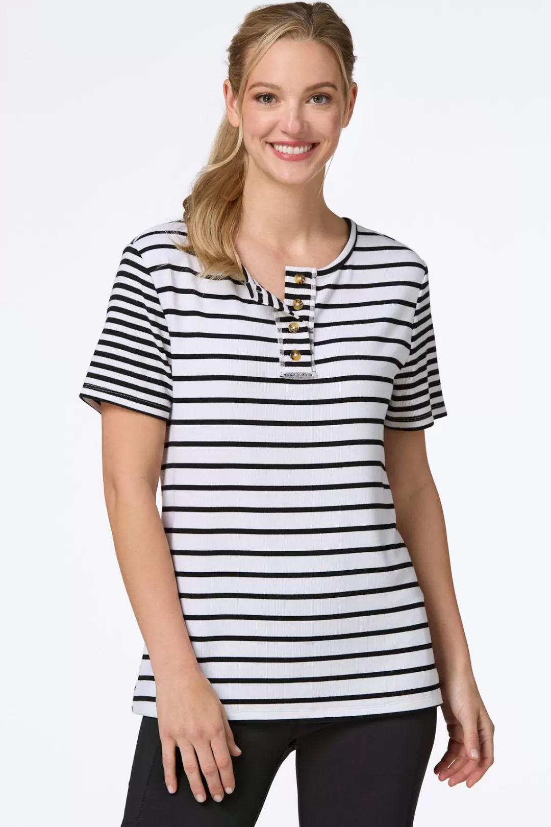 Cato Athleisure | Tops | Stripe Ribbed Henley