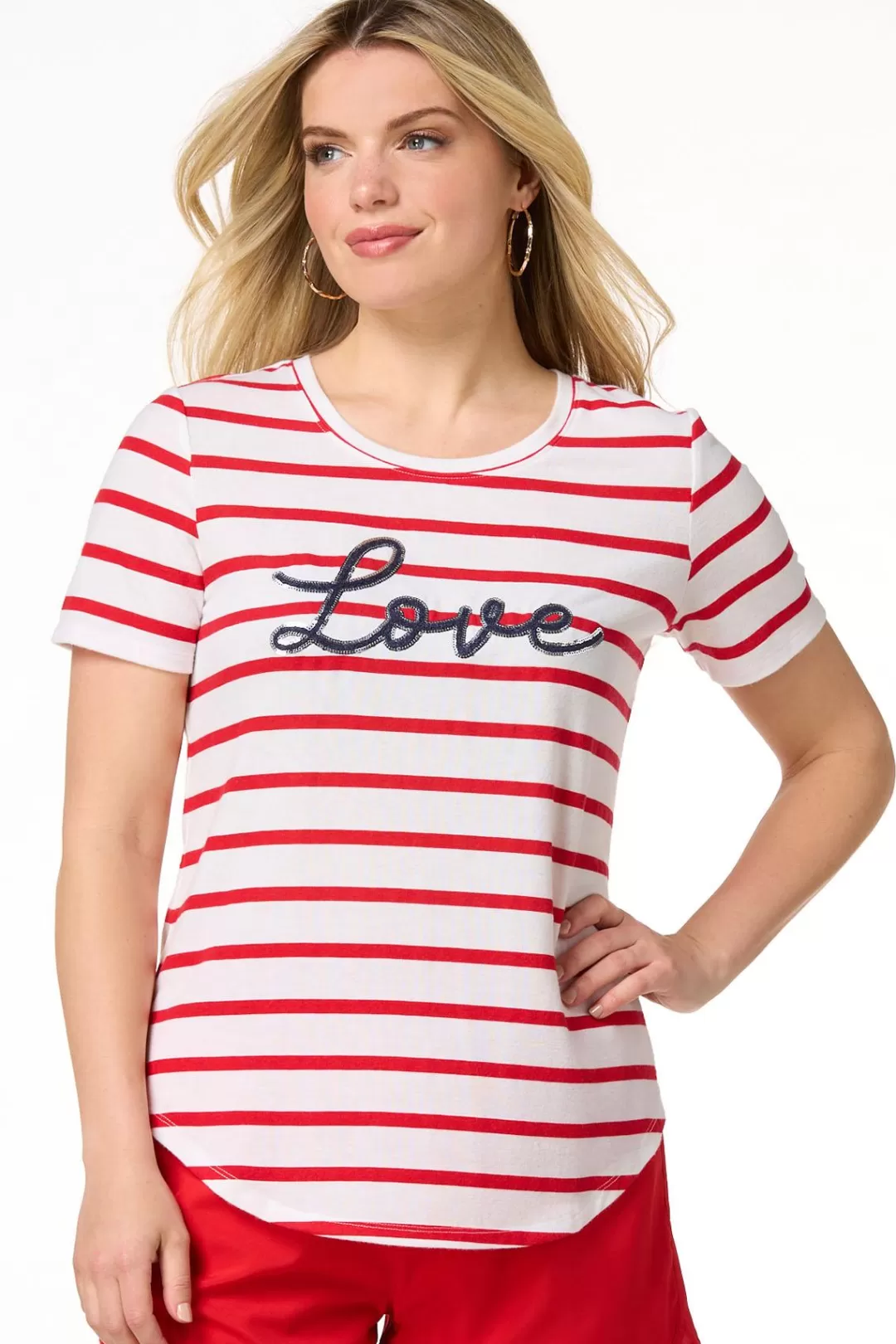 Cato Athleisure | Tops | Stripe Sequin Love Tee