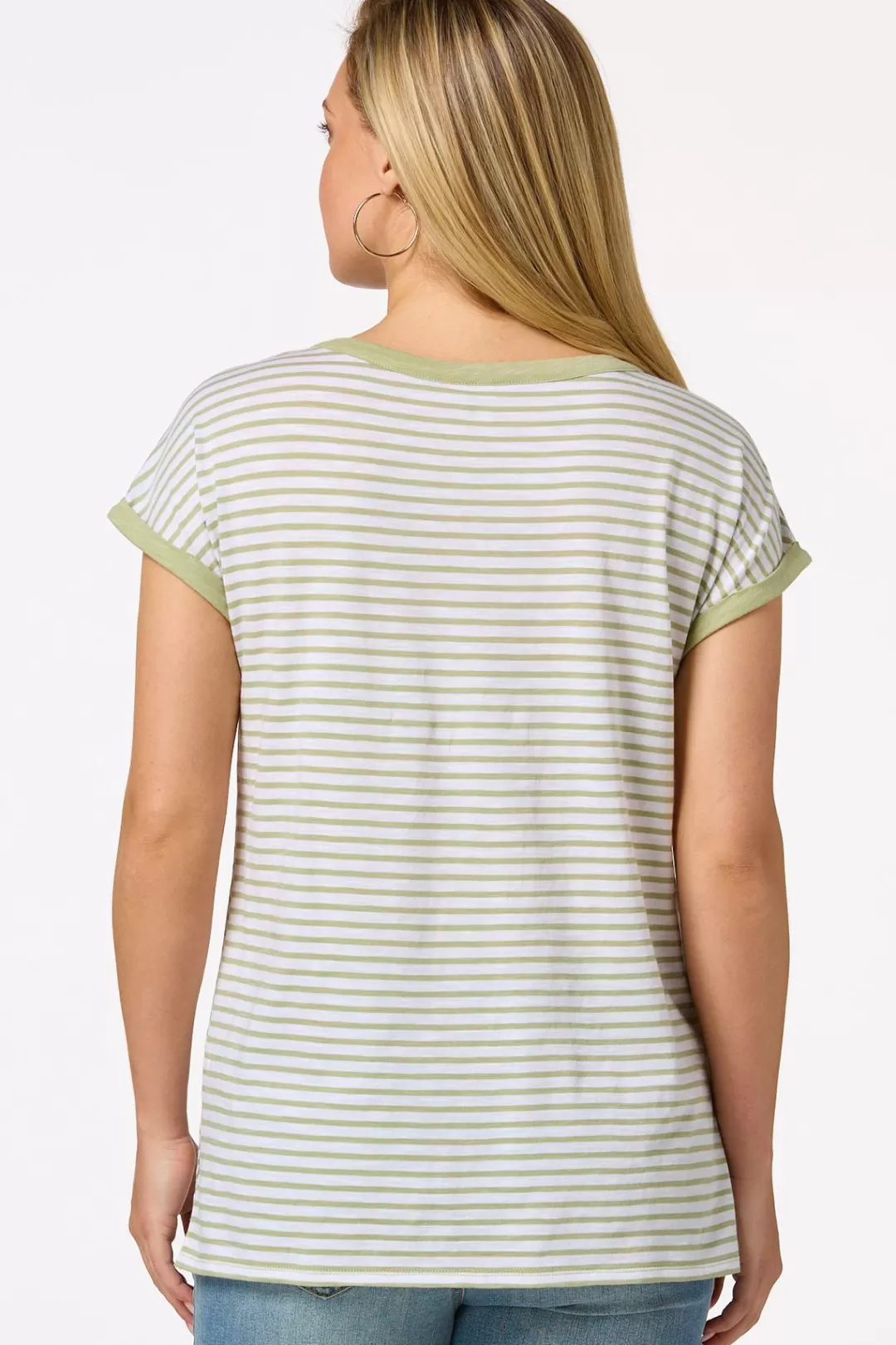 Cato Tops | Striped Lace Trim Top