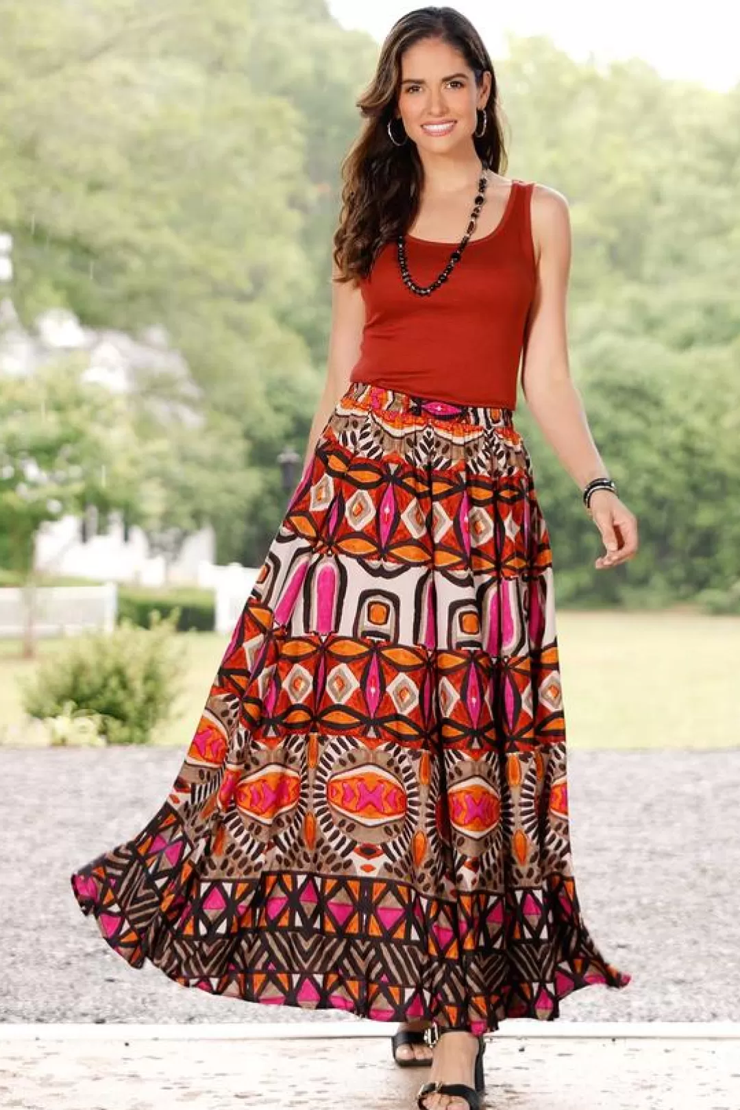 Cato Skirts | Sweeping Bold Tribal Skirt