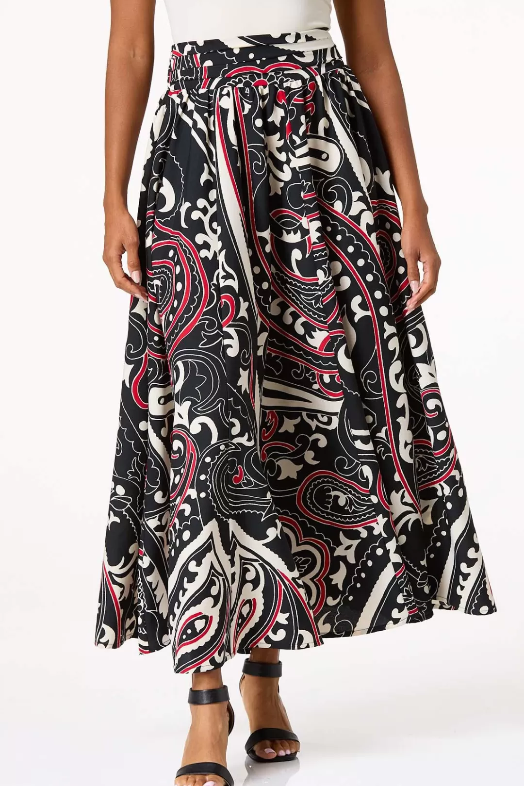 Cato Skirts | Sweeping Scarlet Floral Maxi Skirt