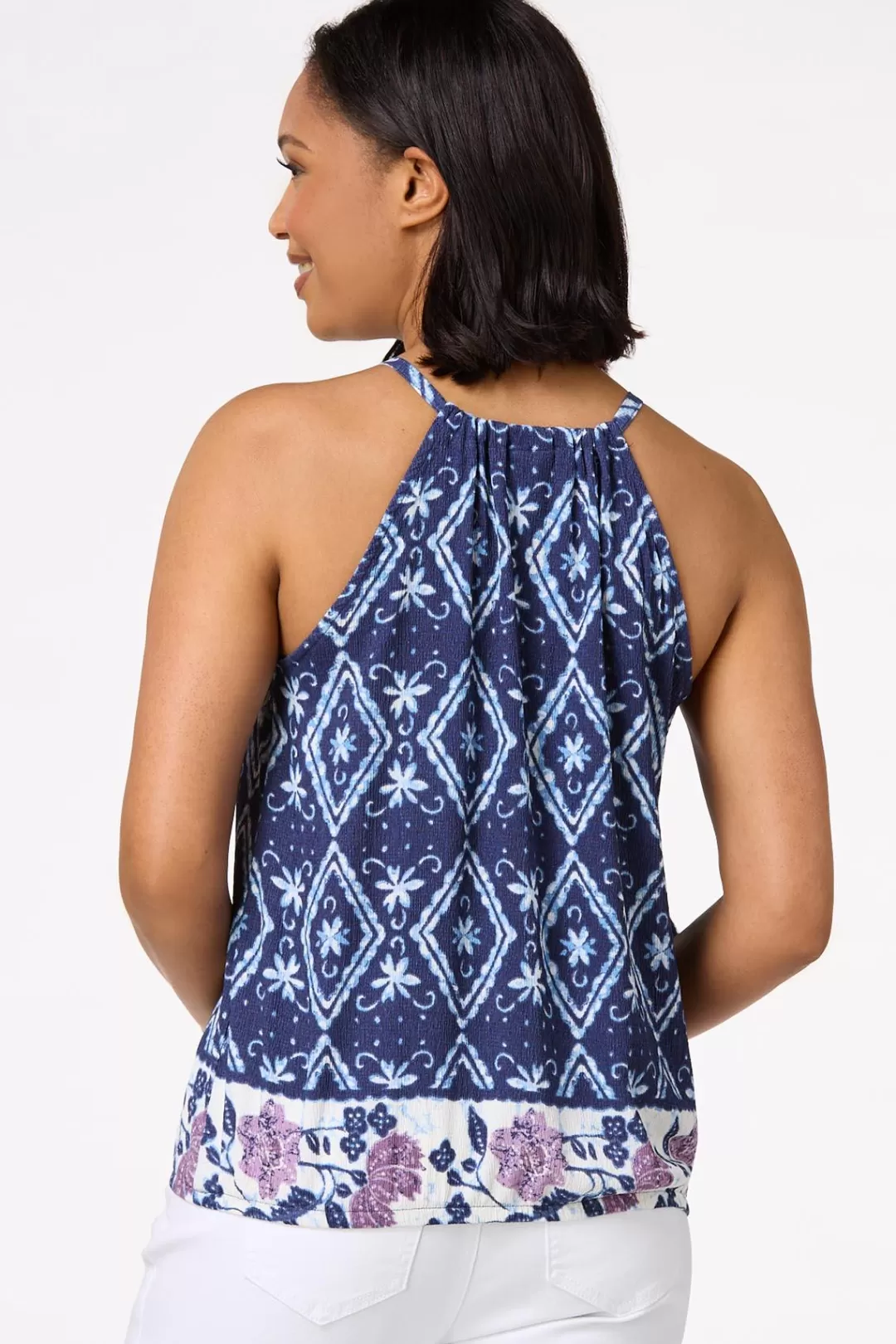 Cato Tops | Tasseled Border- Floral Tank