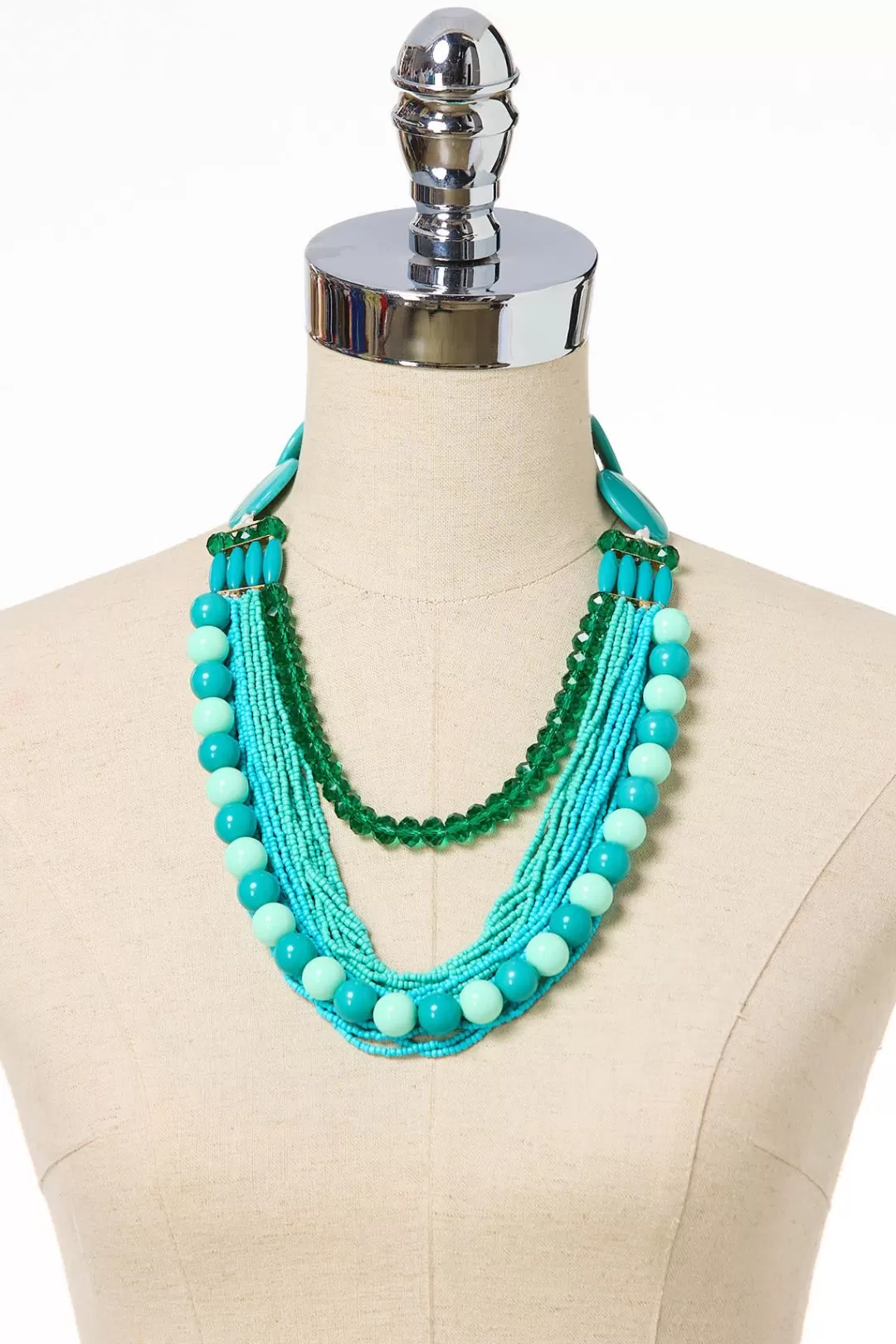 Cato Necklaces | Teal Seed Bead Layered Necklace