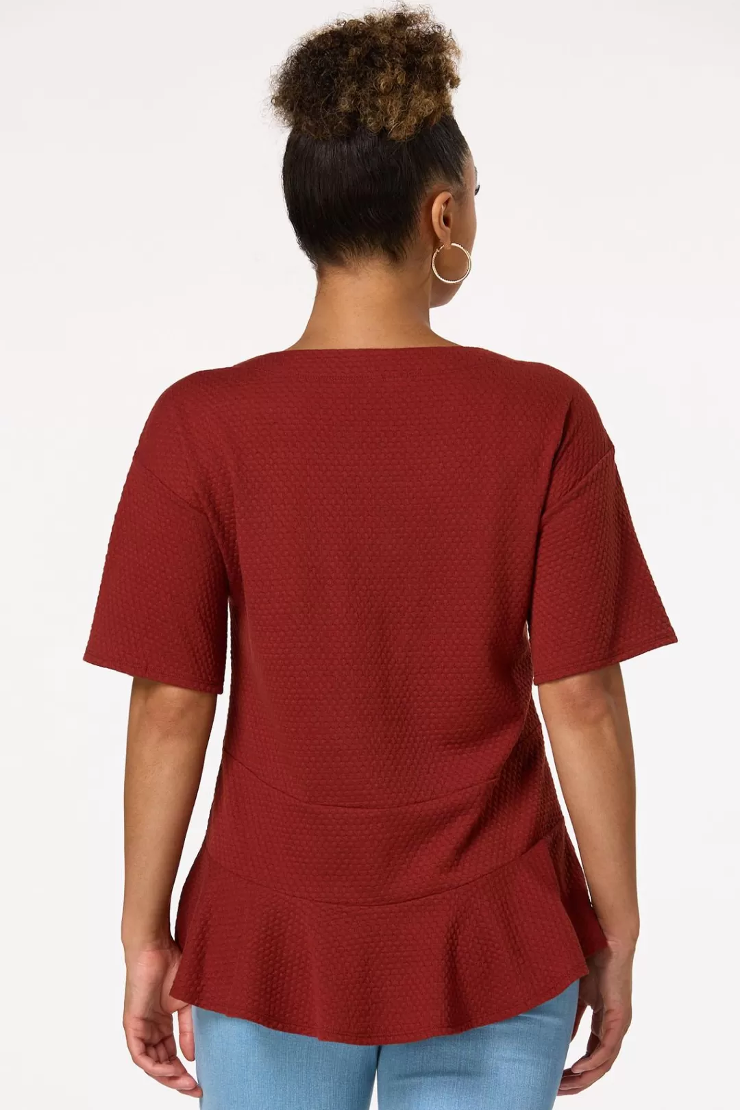 Cato Tops | Textured Peplum Top