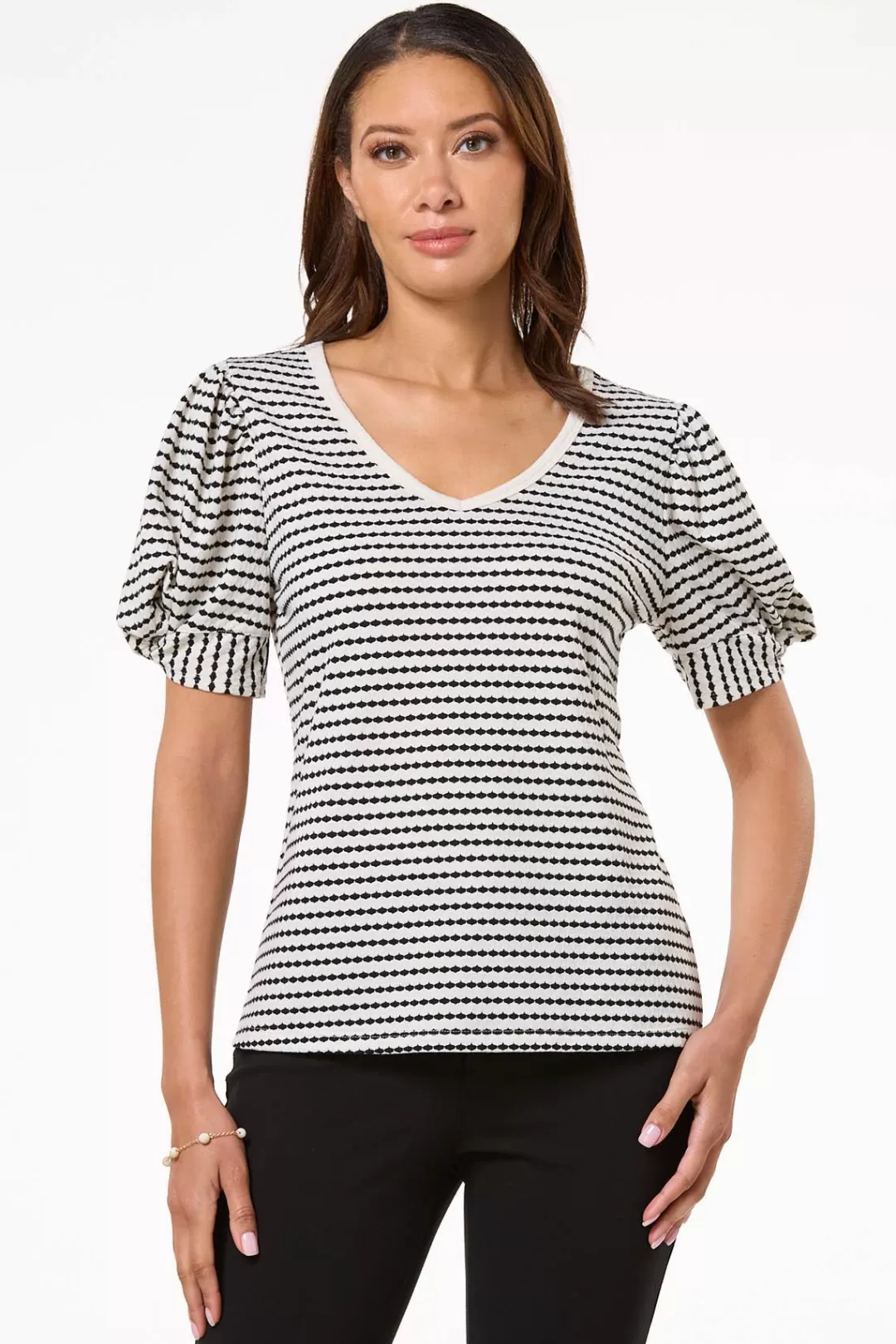 Cato Tops | Textured Twist Puff Sleeve Top