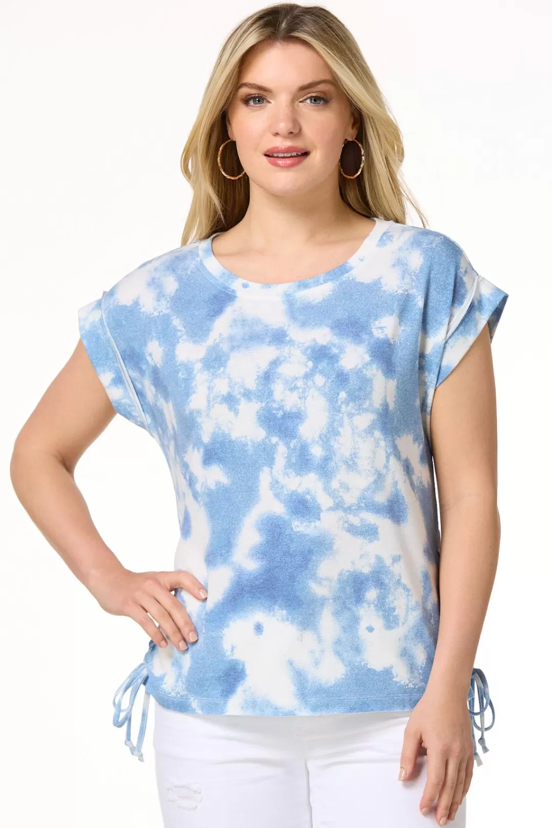 Cato Tops | Tie Dye Side Lace- Up Top