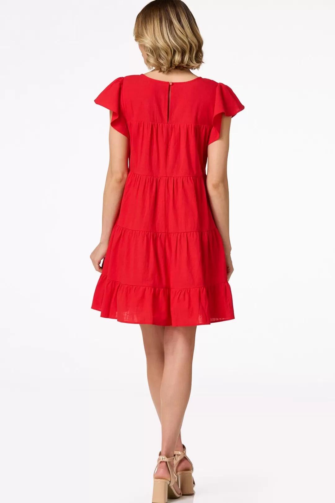 Cato Dresses | Tiered Flutter Sleeve Dress